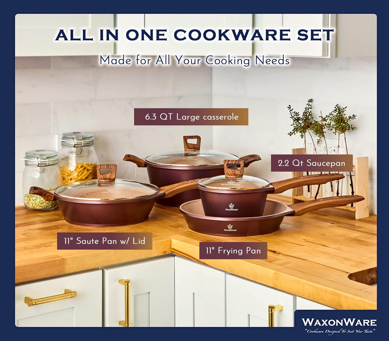 German Coated 7pc Kitchen Cookware Set