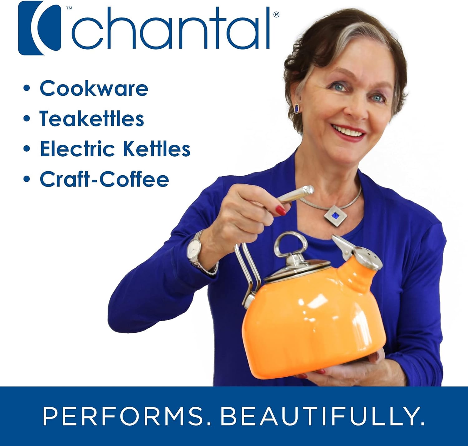 Chantal Classic Loop Enamel Whistling Tea Kettle Red