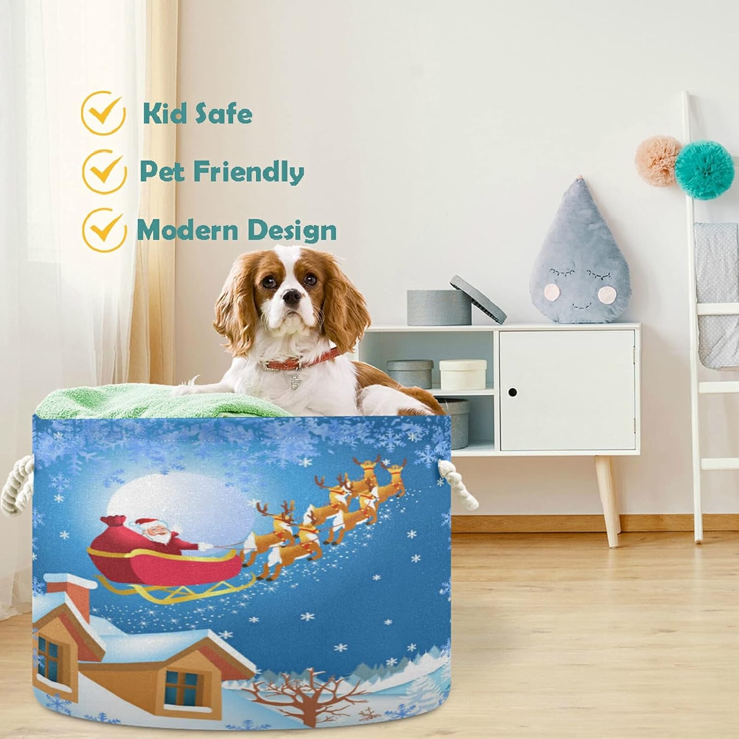 Visesunny Santa Reindeer Storage Basket