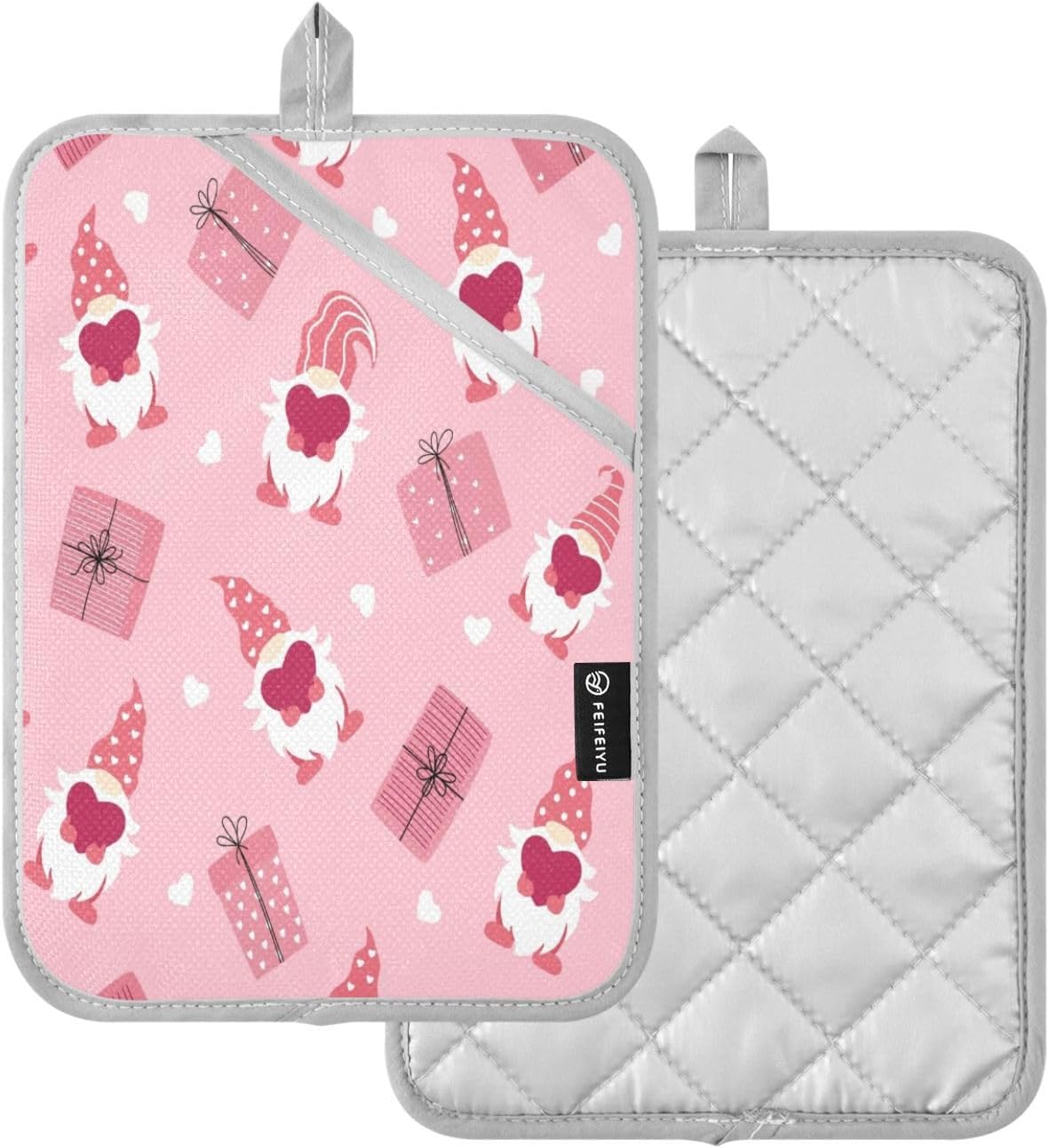 Gnome and Heart Potholders Heat-Resistant 2-Pack