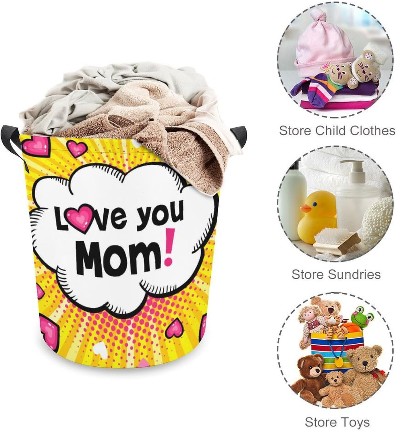 Love You Mom Collapsible Laundry Basket