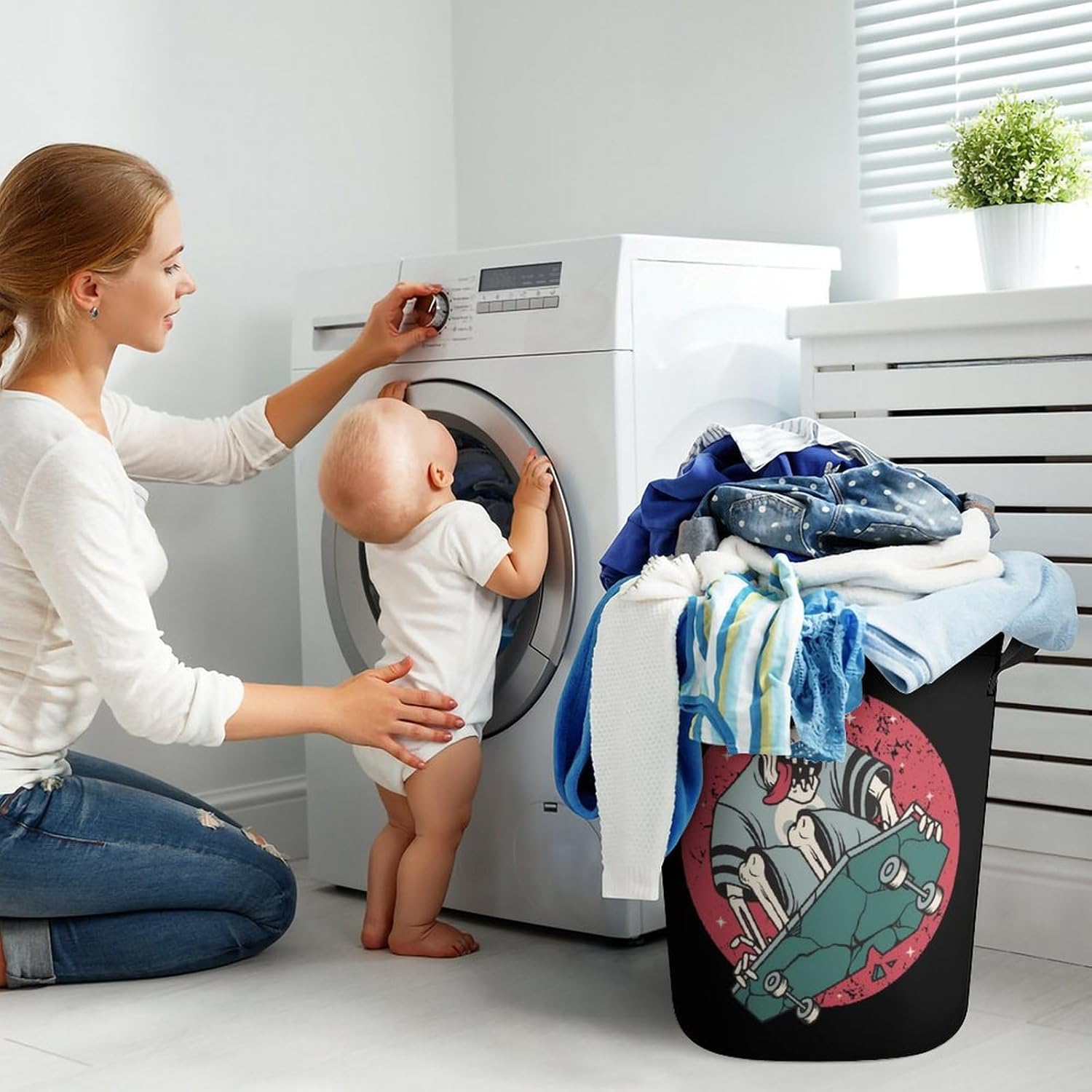 Skull Skateboard Laundry Hamper Waterproof