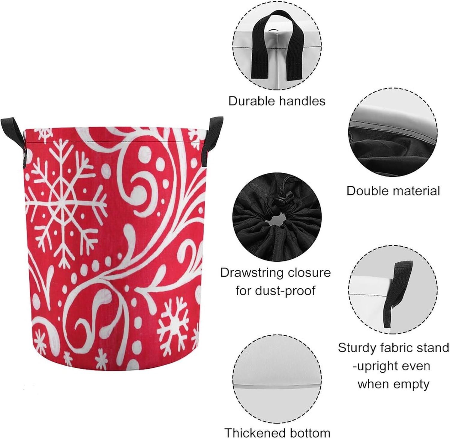 Christmas White Snowflakes Laundry Basket