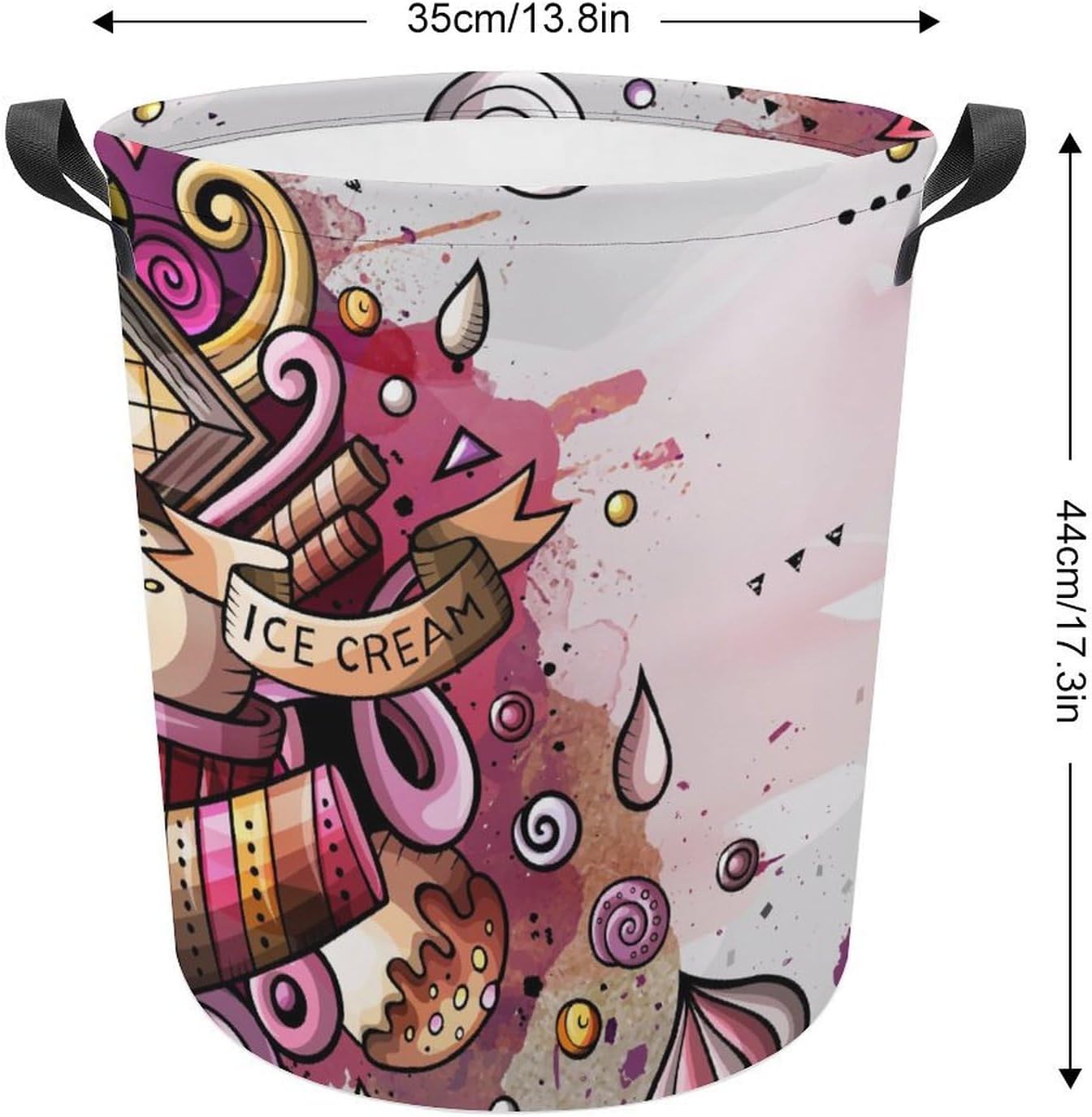 Cartoon Watercolor Ice Cream Laundry Hamper