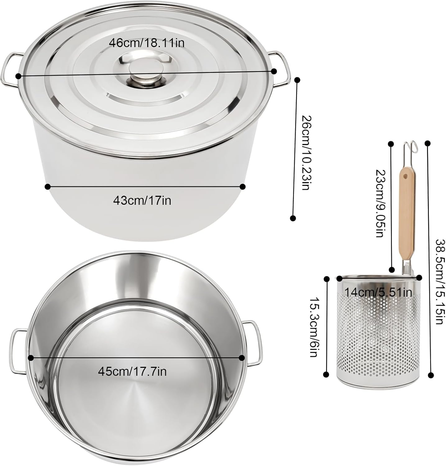 5 Holes Stainless Steel Commercial Pasta Pot