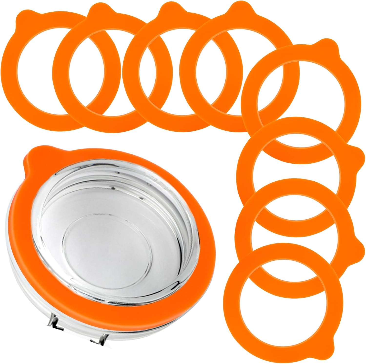 8PCS 37 Orange Silicone Jar Seals for Canning