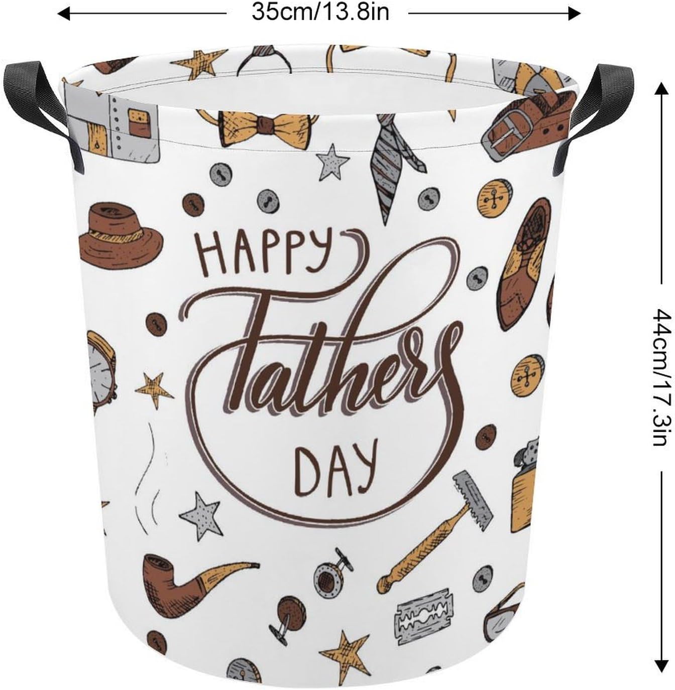 Happy Fathers Day Laundry Hamper with Waterproof Design and Carry Handles