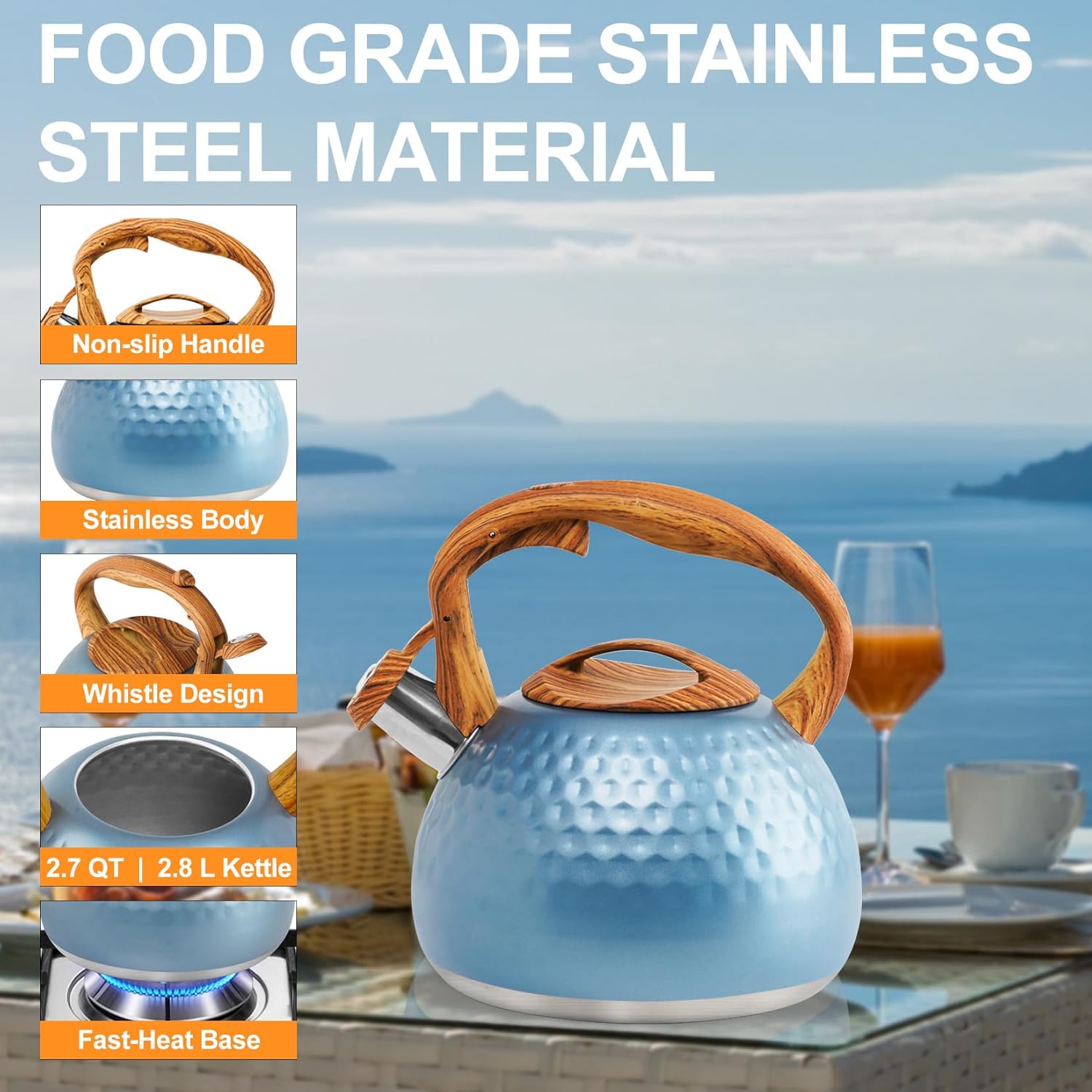 Sturdy 3 Qt Stainless Steel Whistling-Kettle