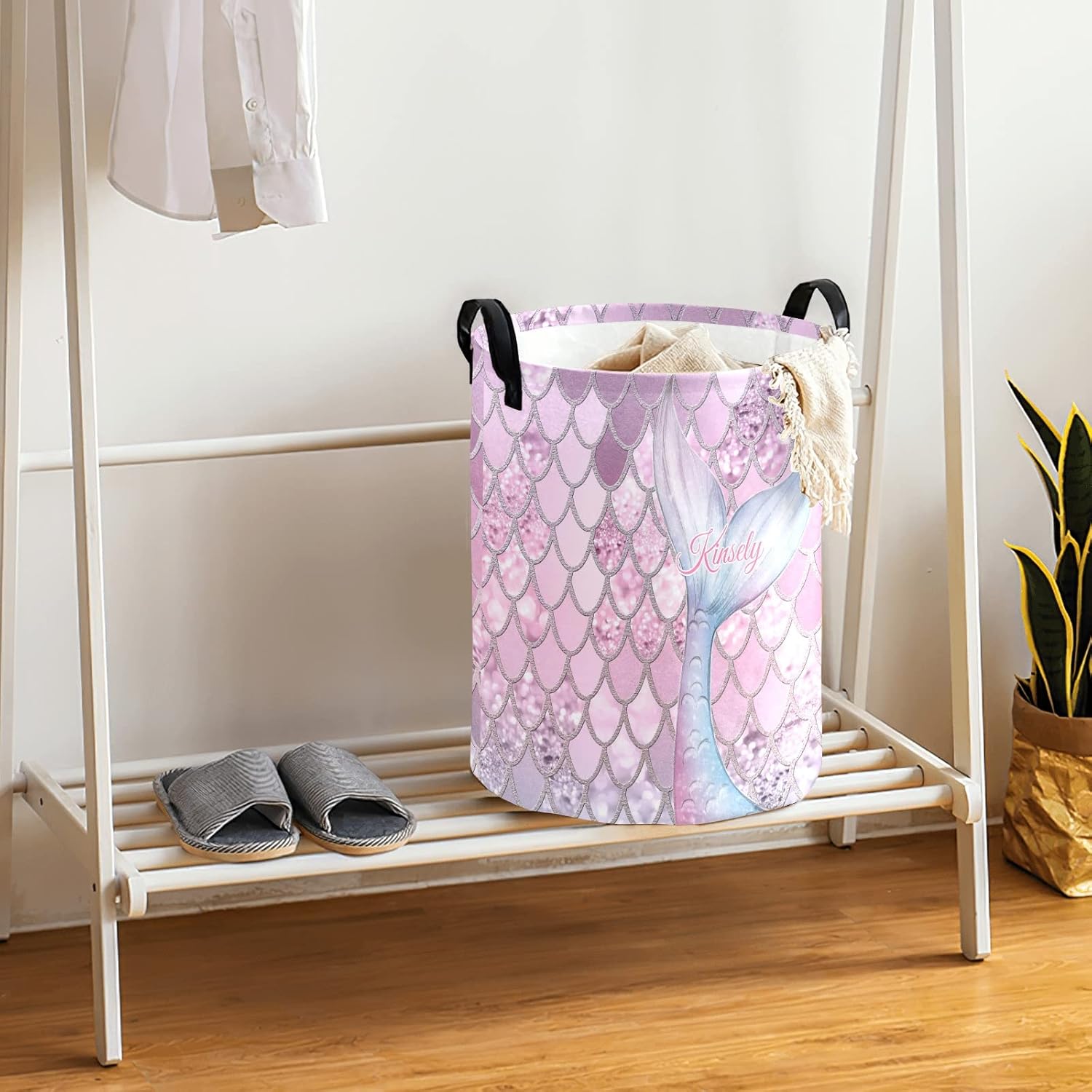 Personalized Mermaid Glitter Scales Laundry Basket
