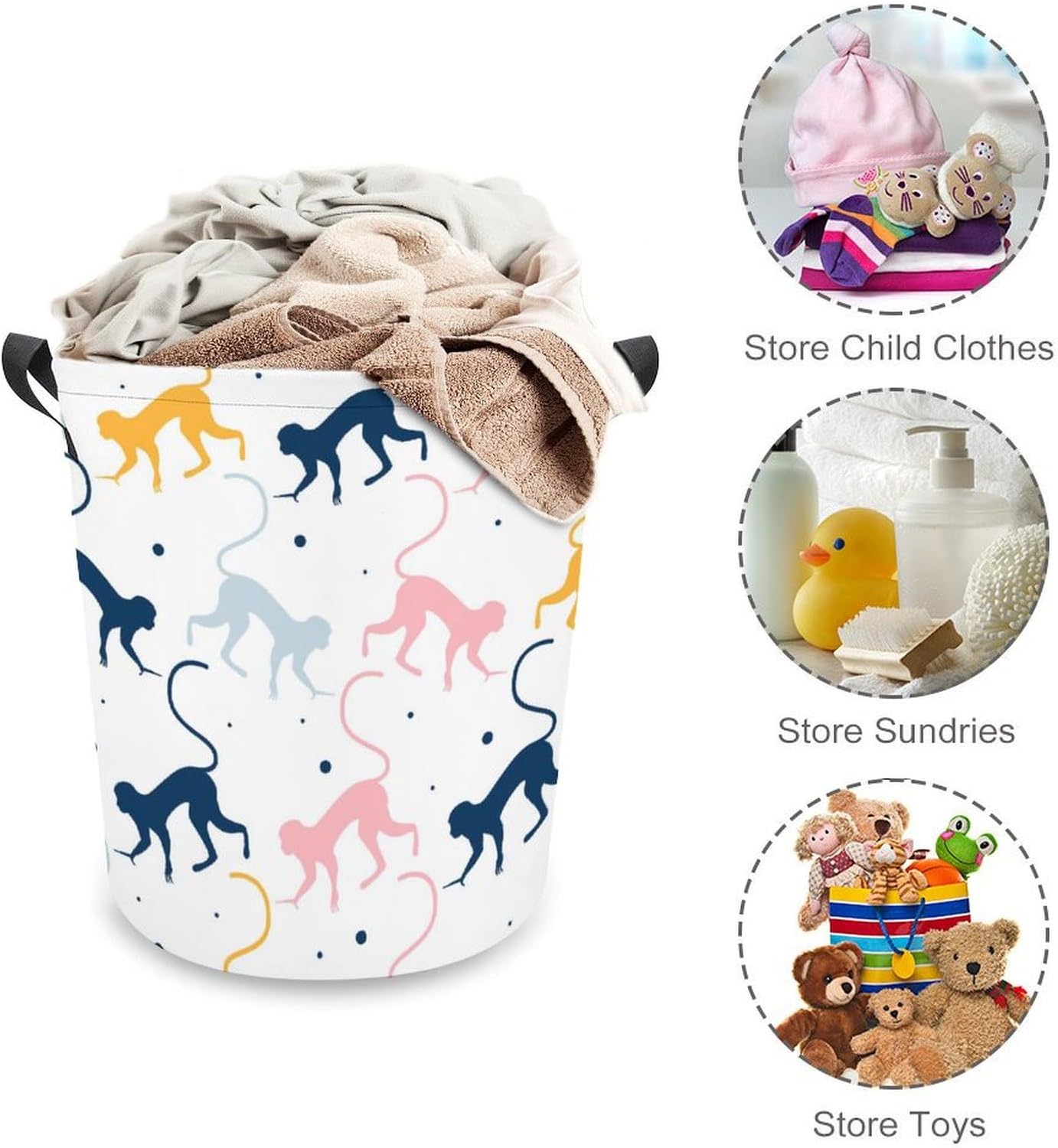 MEIKKOMonkey Pattern Storage Basket - Durable Waterproof Organizer for Home Travel