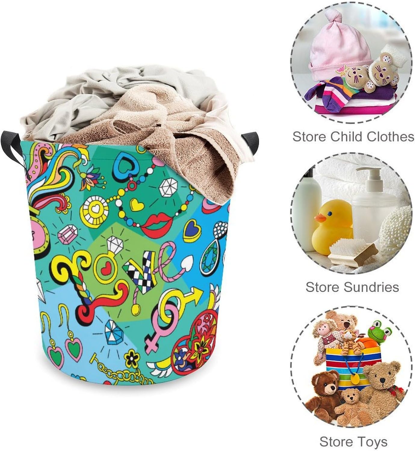 Retro Jewelry Heart Collapsible Laundry Basket