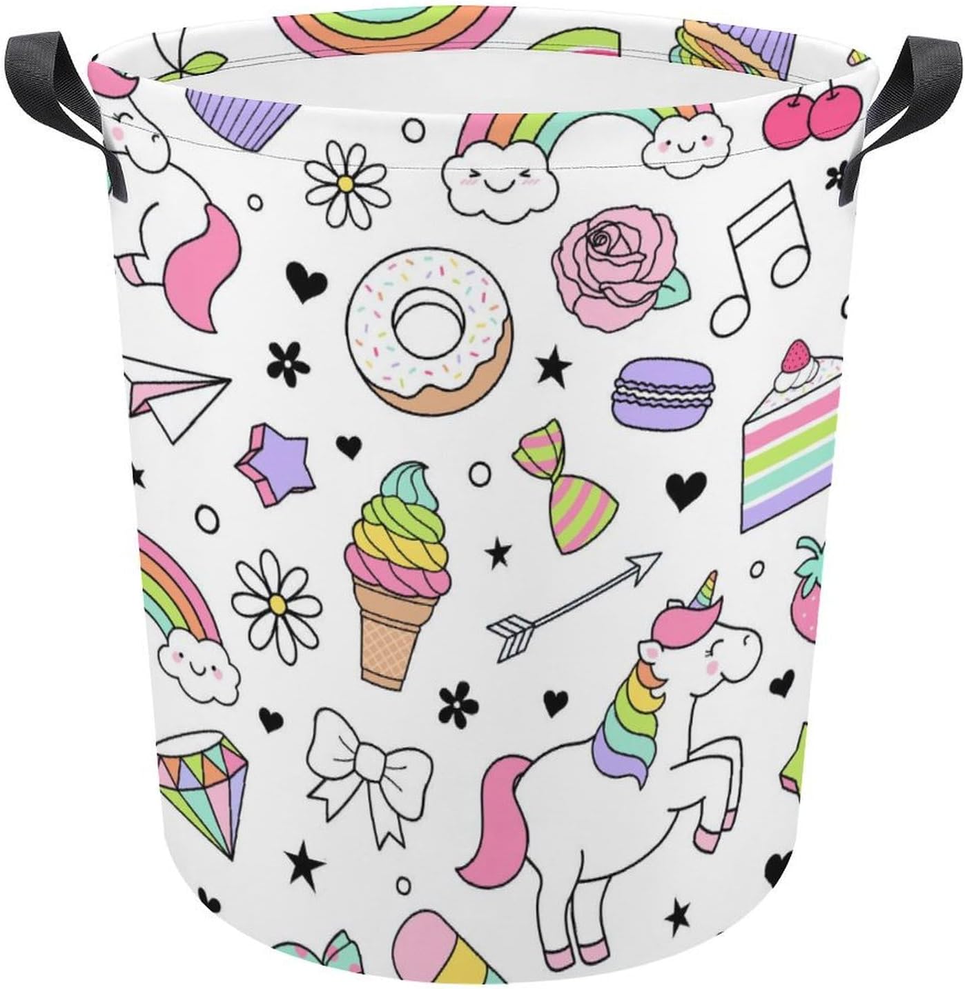 Unicorn Dessert Laundry Hamper Waterproof Easy to Carry