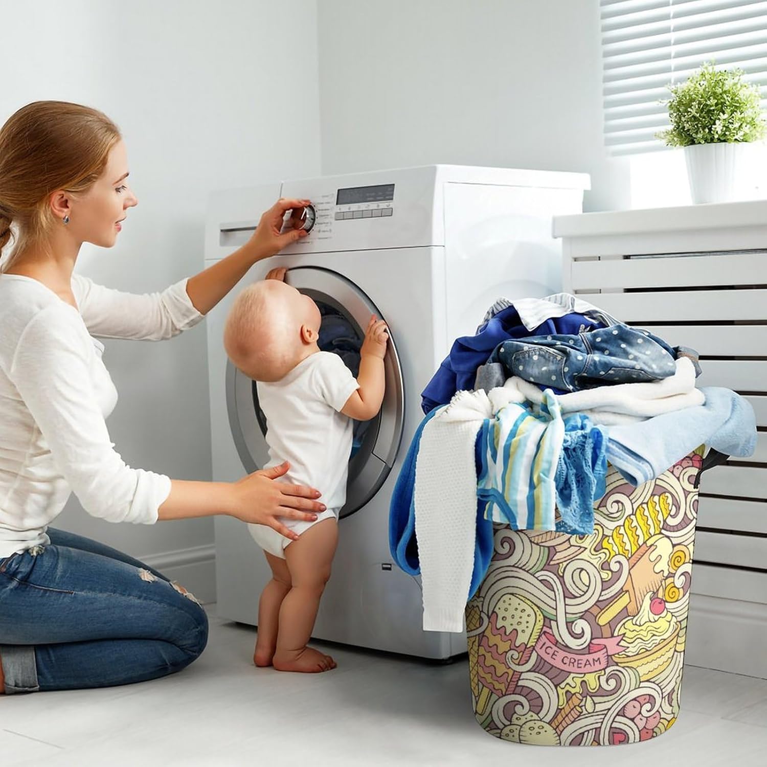 Cartoon Retro Ice Cream Summer Laundry Hamper