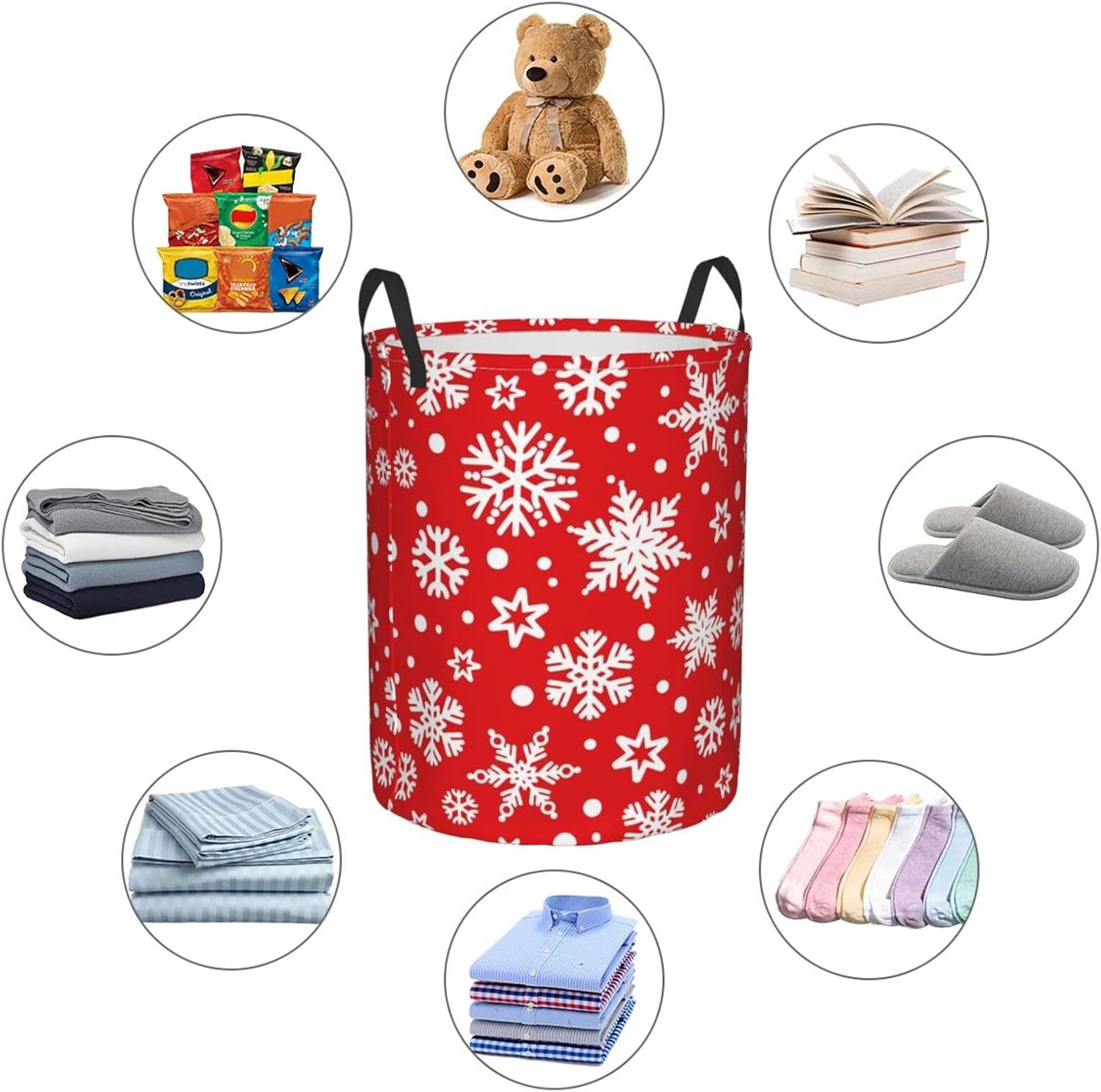 AFHYZY Snowflake Laundry Hamper - Collapsible with Handles Easy Carry Durable Storage Basket