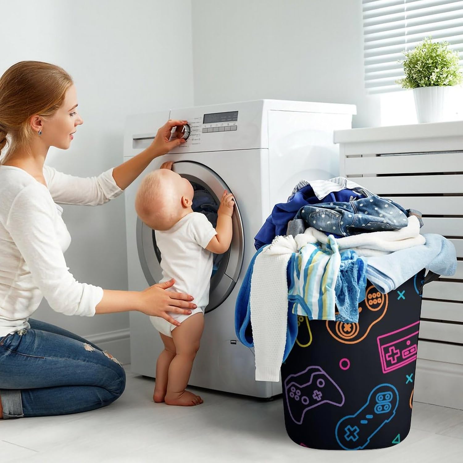 Neon Gamepad Laundry Hamper