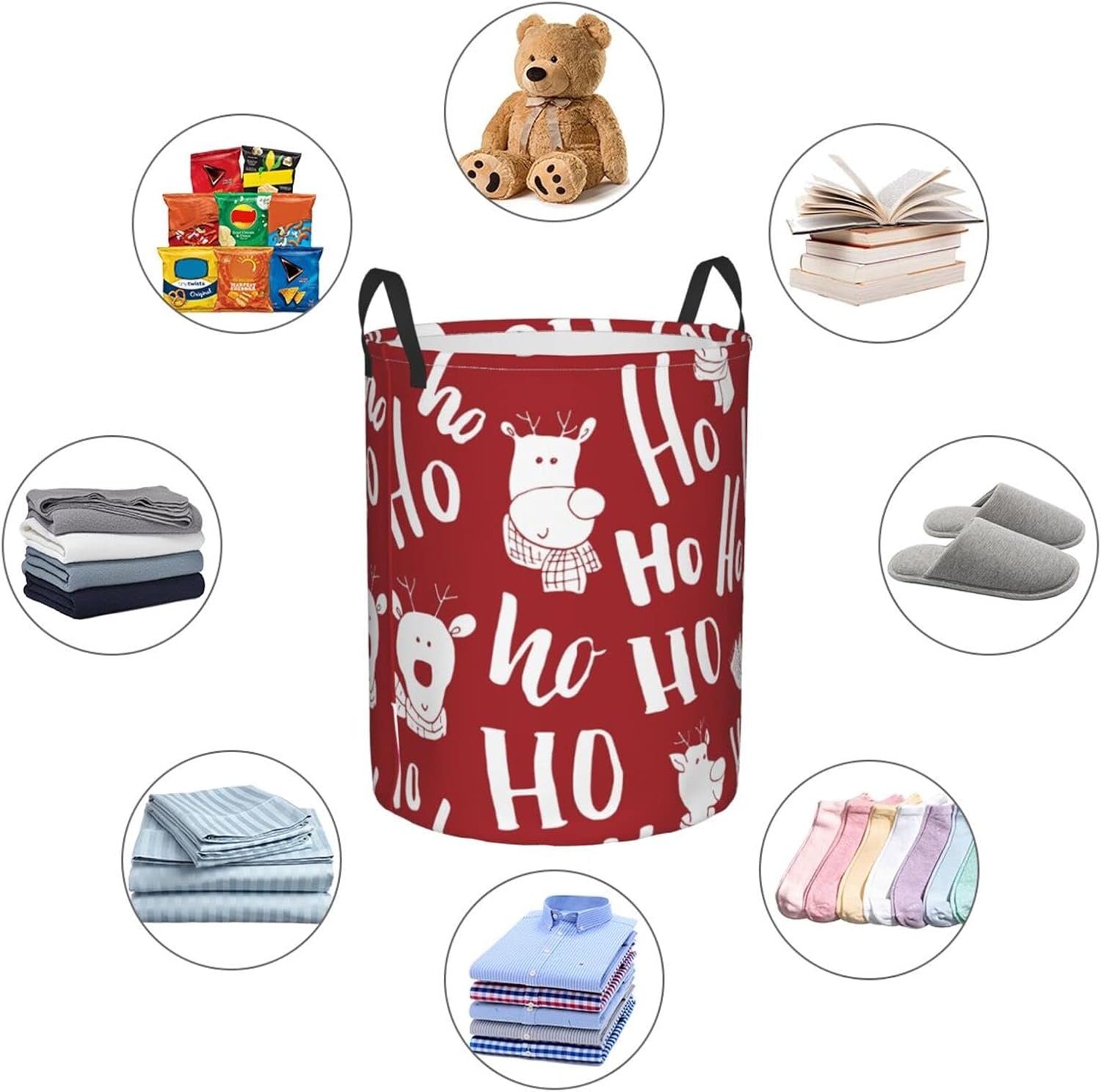 AFHYZY Christmas Laundry Hamper Collapsible with Handles for Bedside Storage