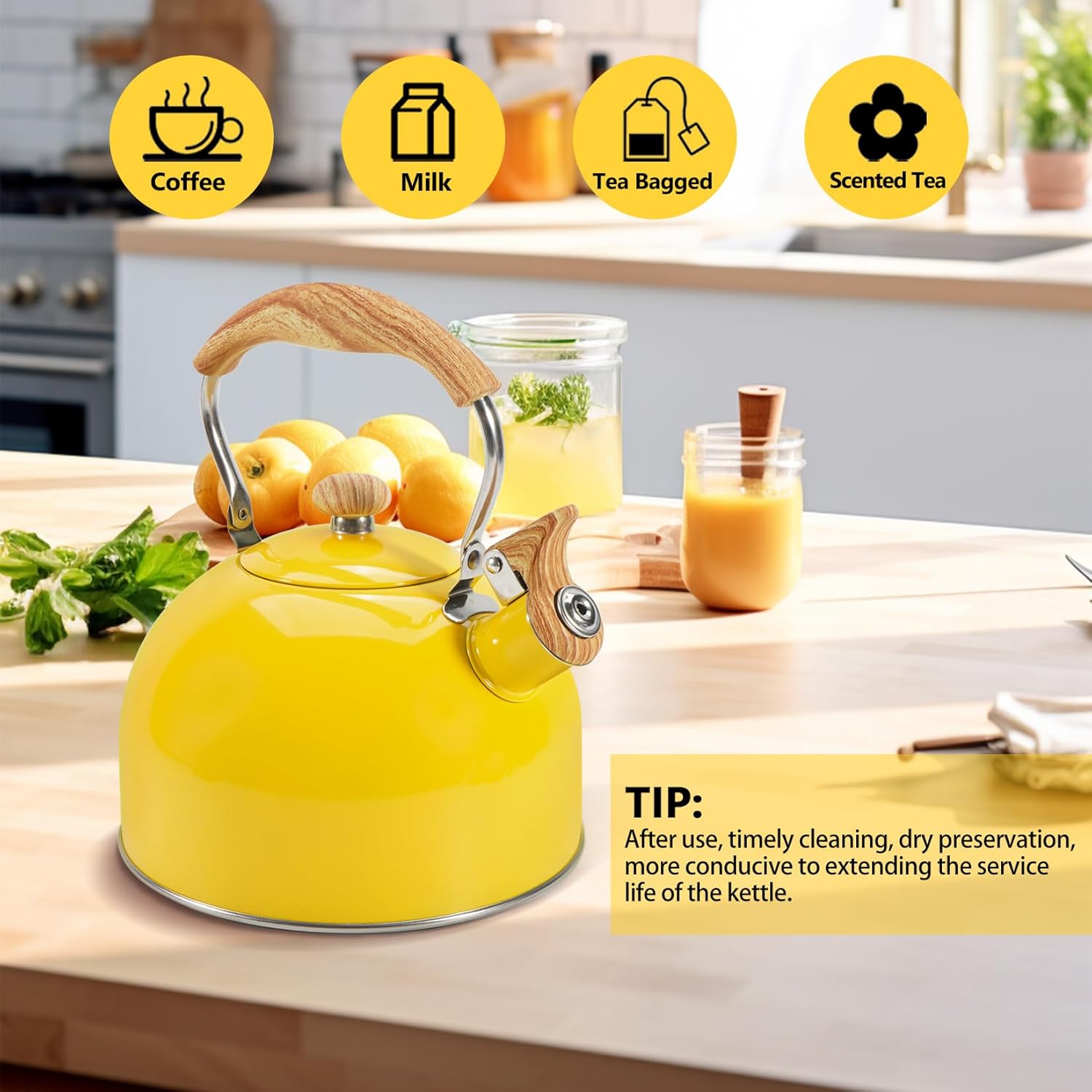 Foedo Whistling Tea kettle 26 Quart Effortlessly Heating Safe Durable