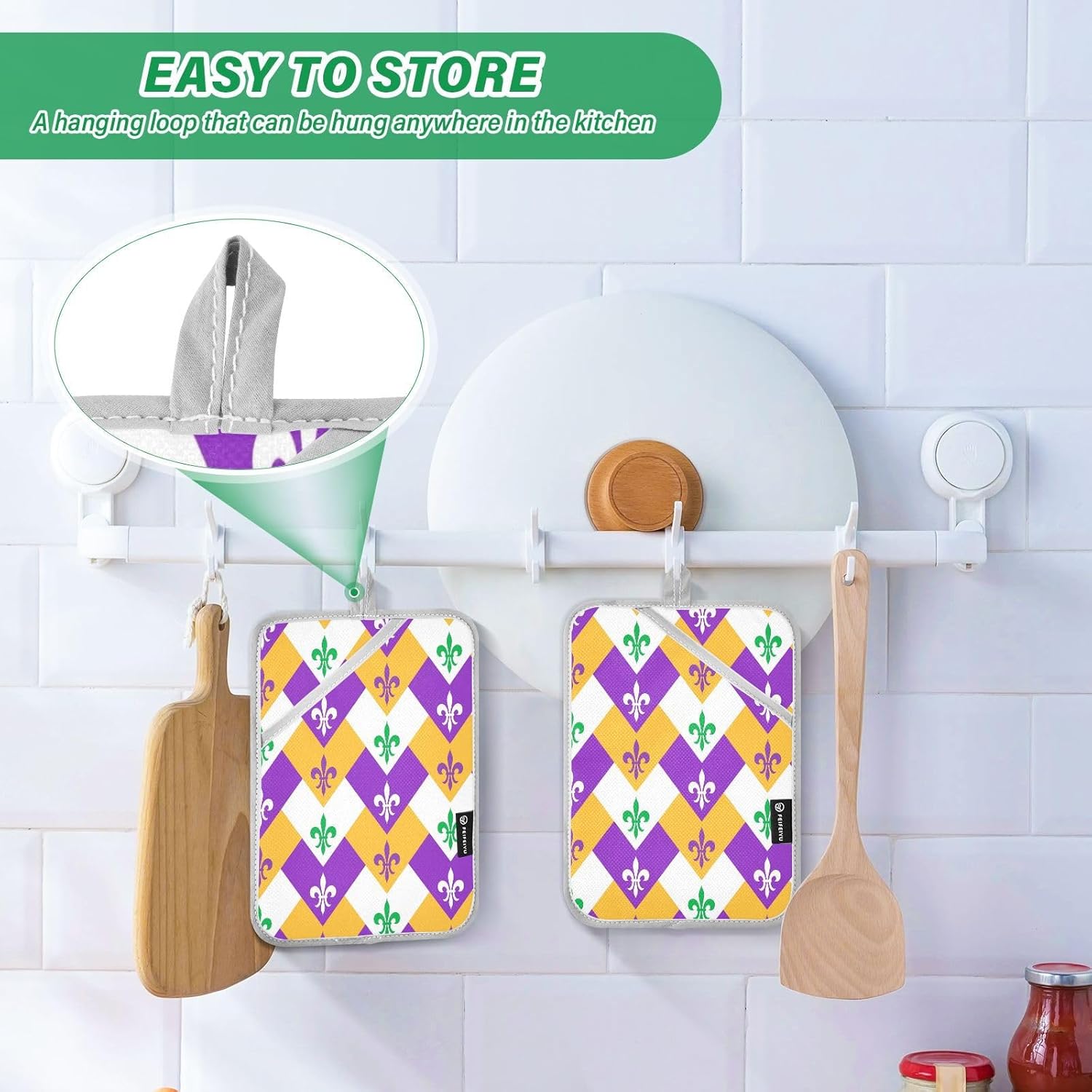 Mardi Gras Thermal Potholders Set