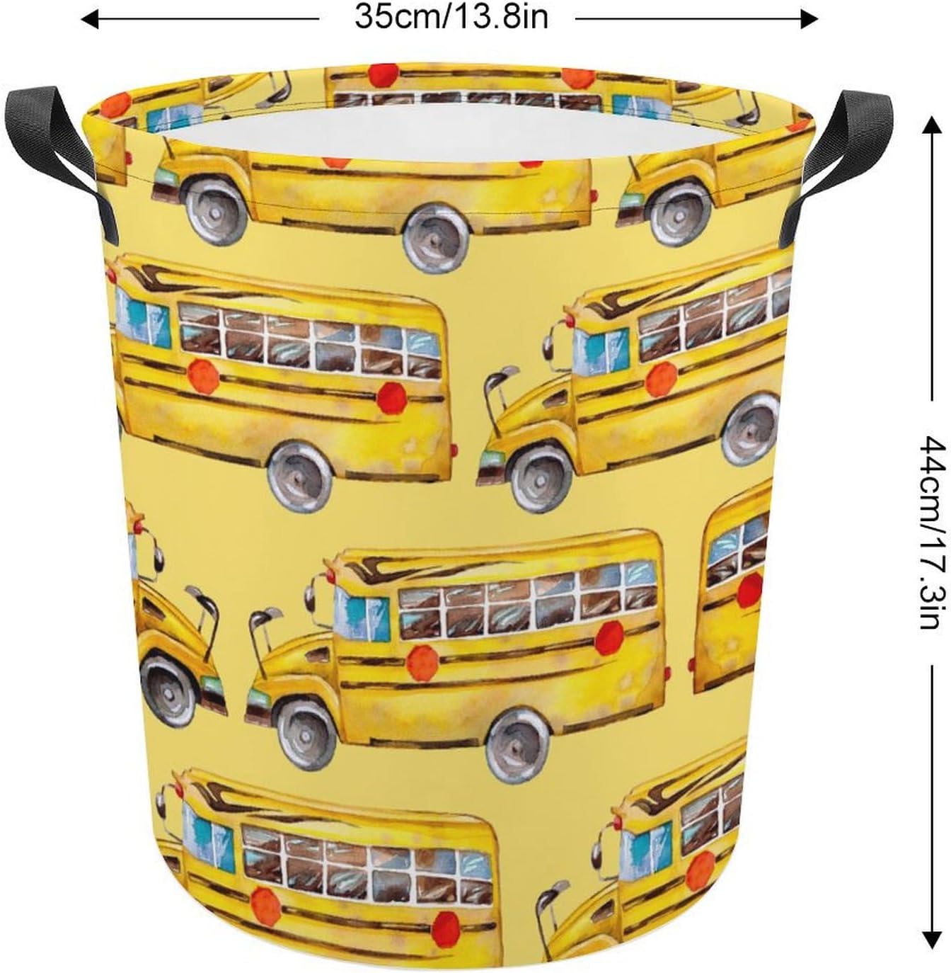 Cartoon Yellow Bus Laundry Basket