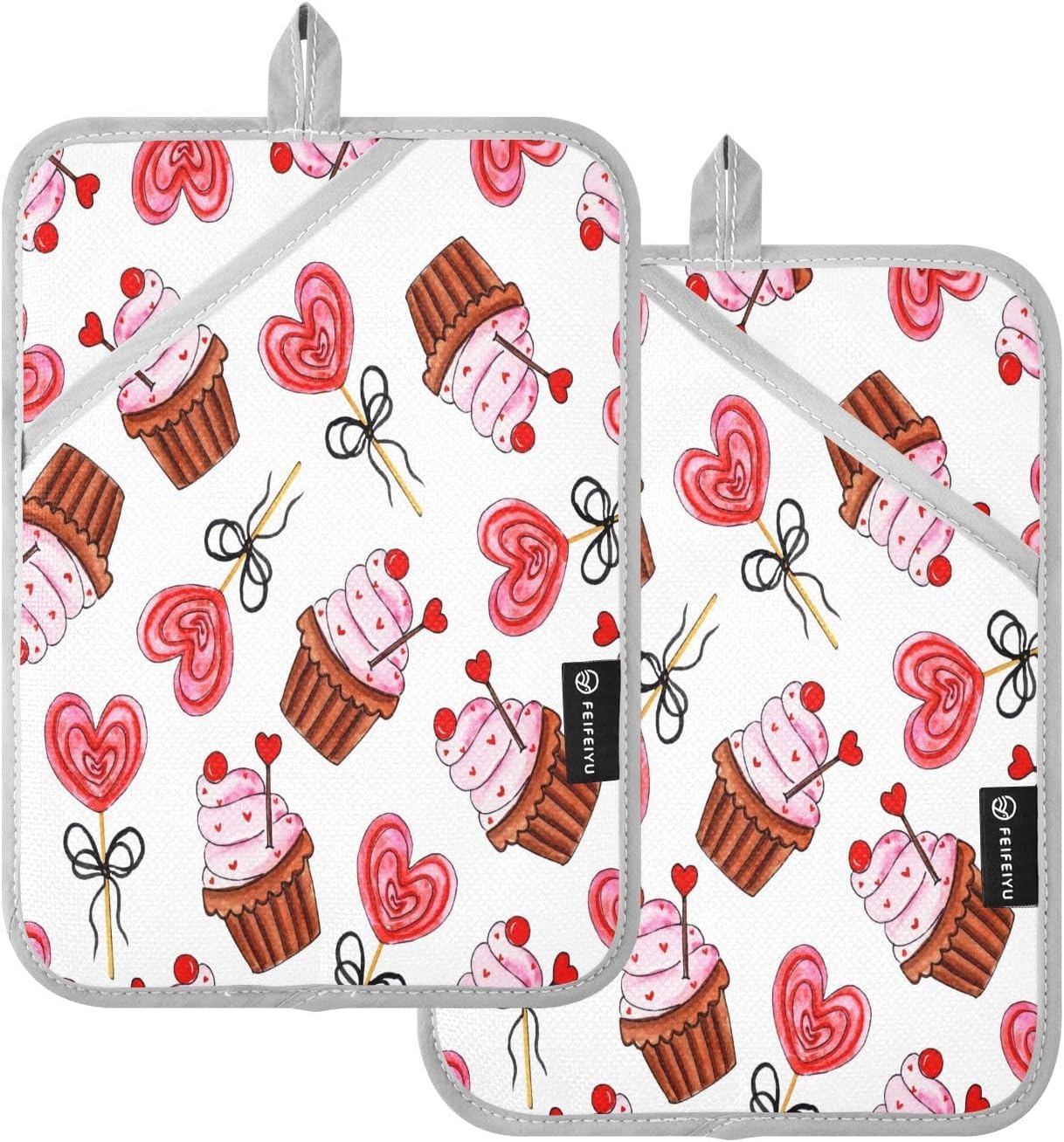 KCldeci Colorful Valentine Heat Resistant Potholders Set