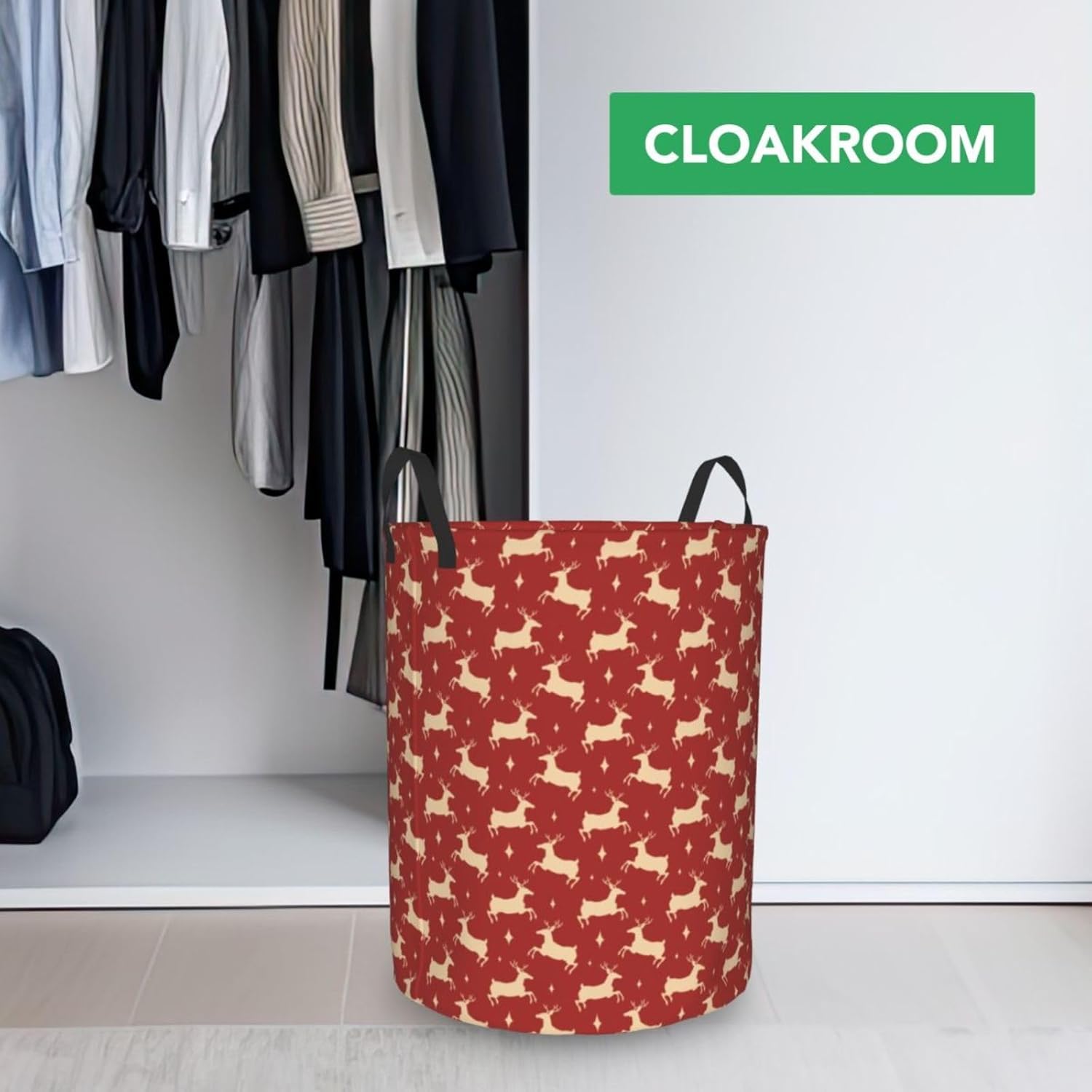 Itin Waterproof Laundry Basket Red Print Durable Storage Solution