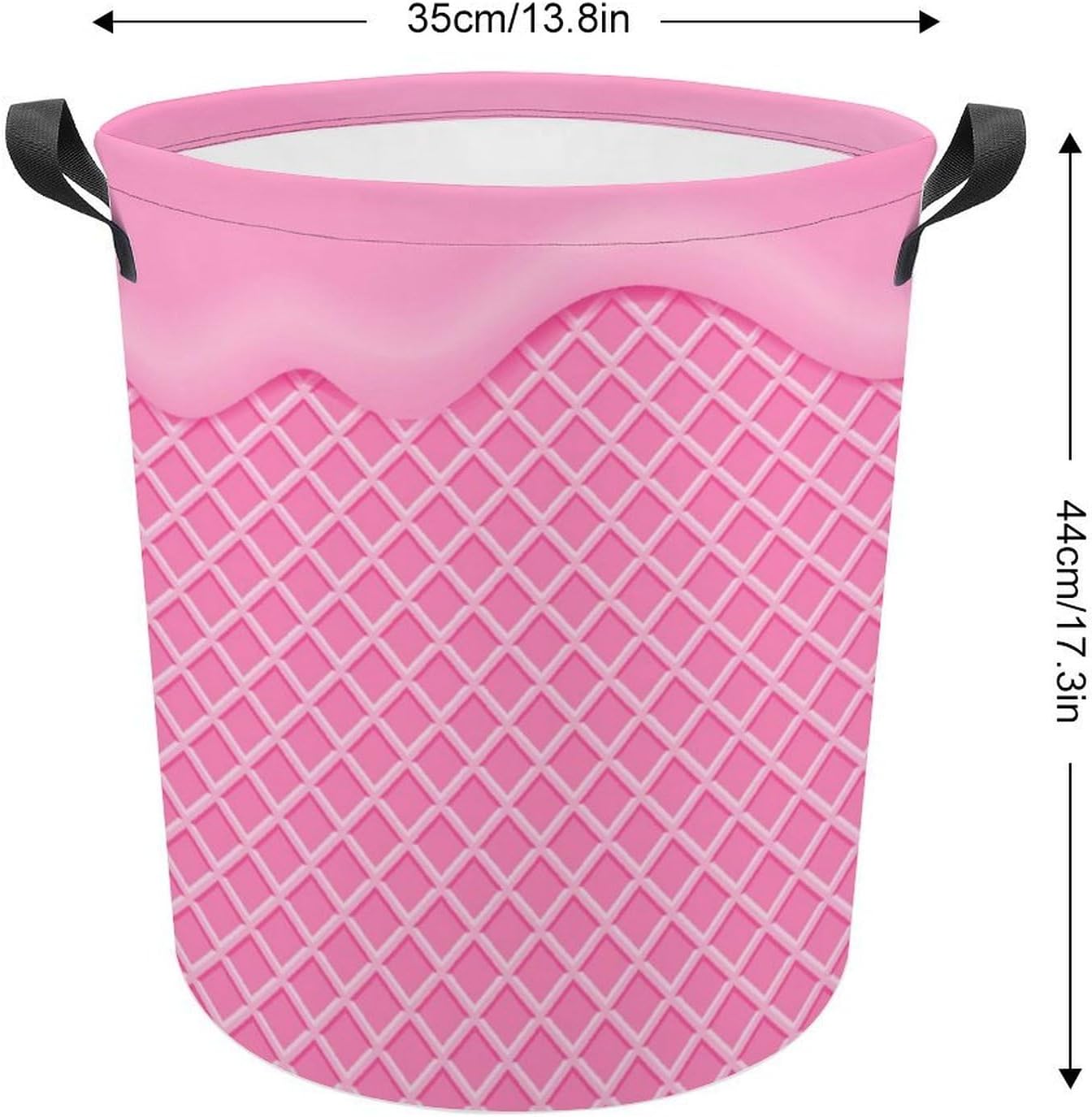 Pink Flowing Ice Cream Washable Laundry Hamper with Handles for Easy Access