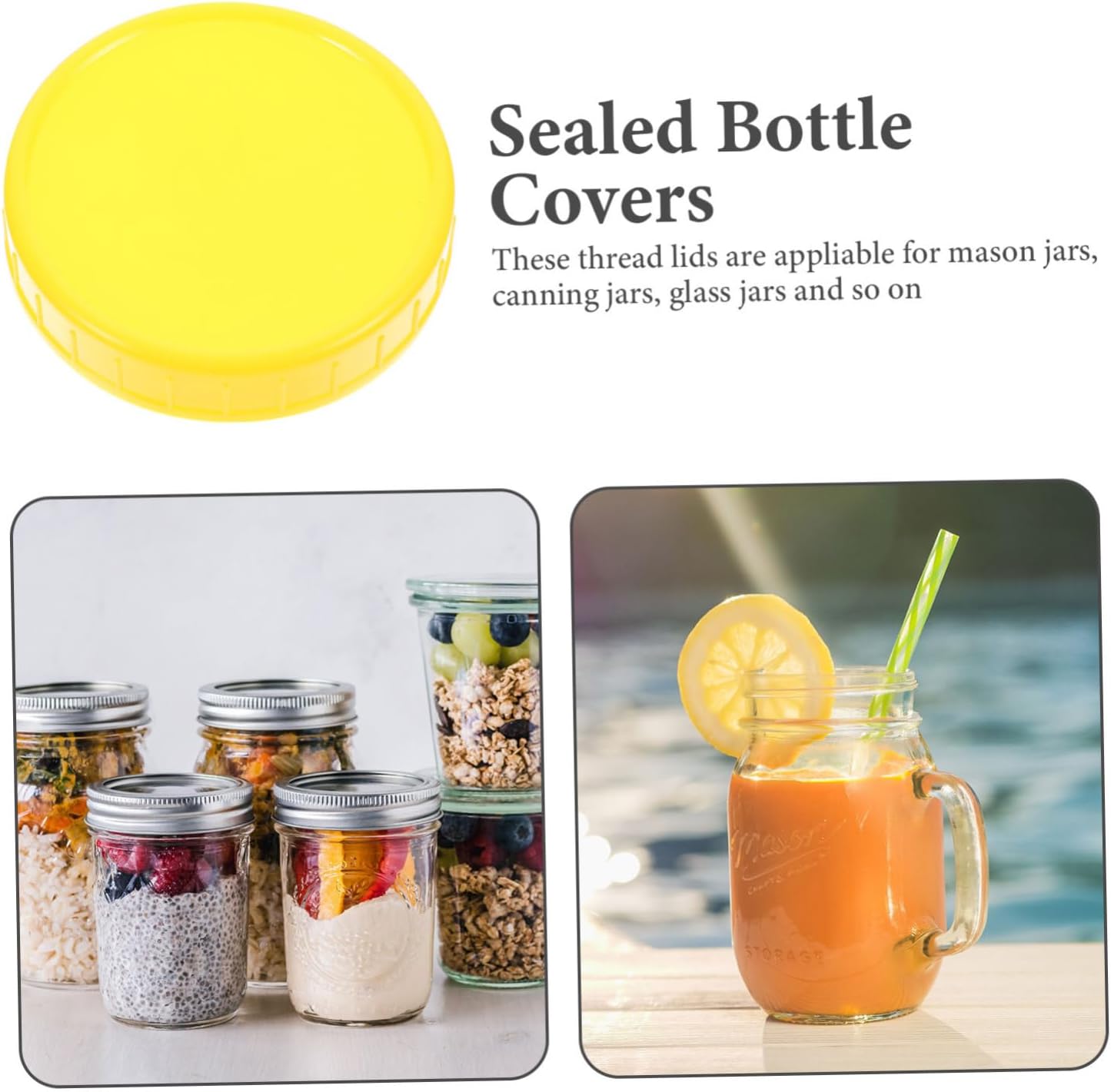 Mikinona Wide Mouth Jar Lid Sealed Durable for Canning Storage