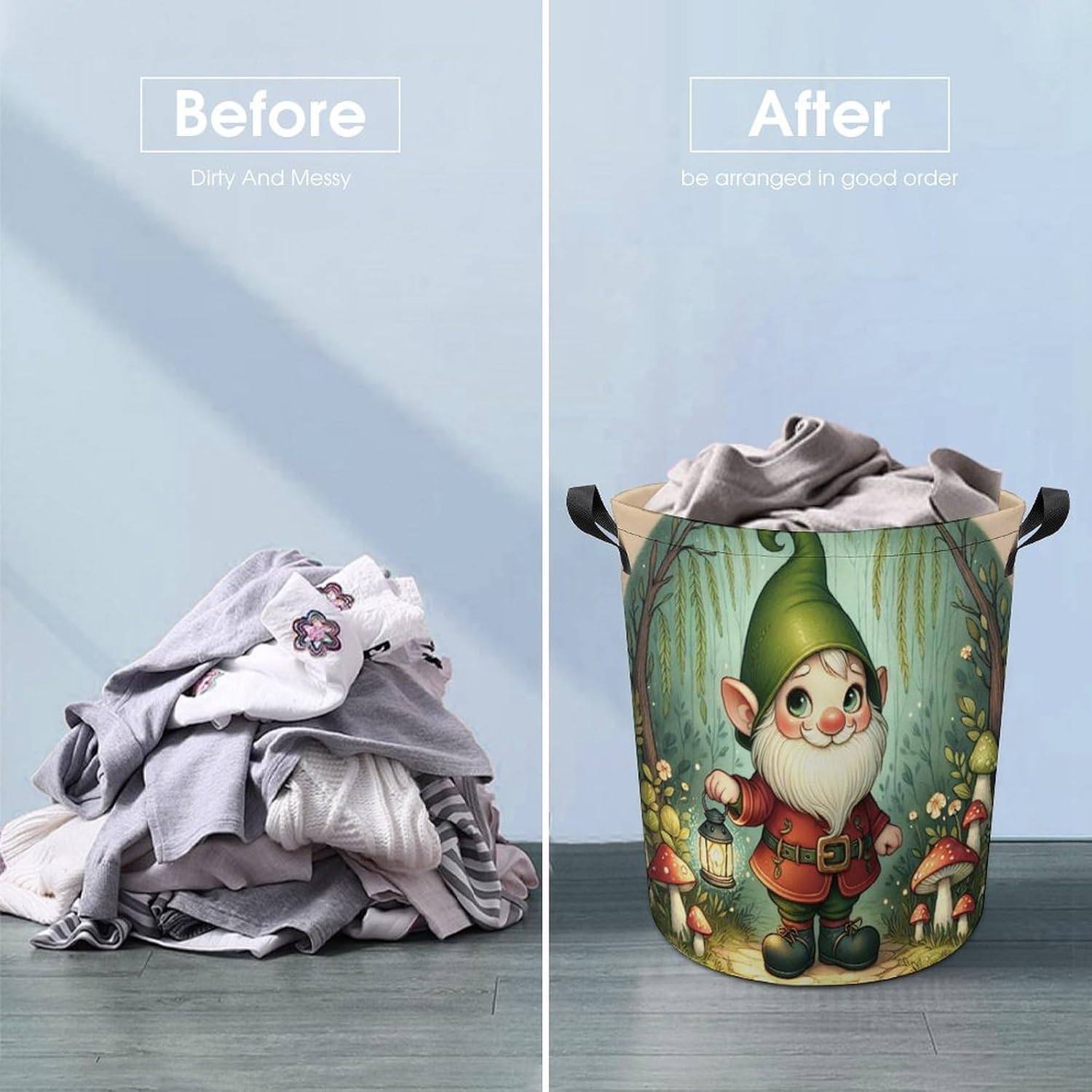 MEIKKO Cute Gnome Laundry Basket Durable Stylish for Clean Storage