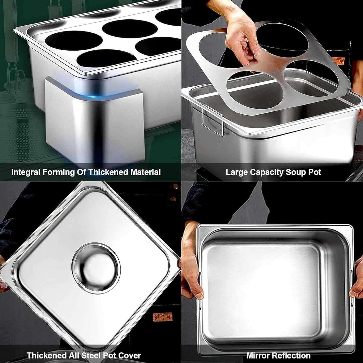 Stainless Steel Pasta Pot Set 6 Holes for Noodle Vegetables