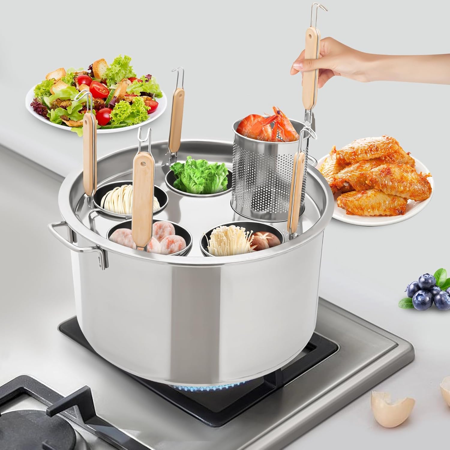 5 Holes Stainless Steel Commercial Pasta Pot
