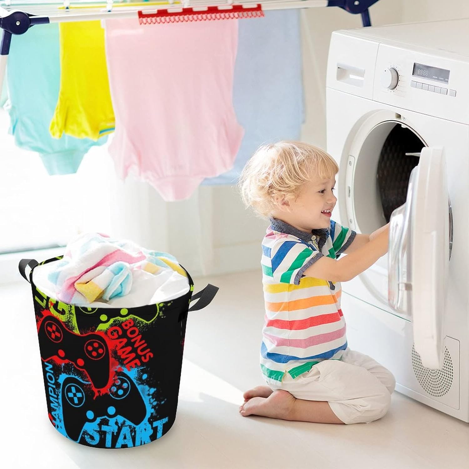 Red Game Joystick Collapse Laundry Bin