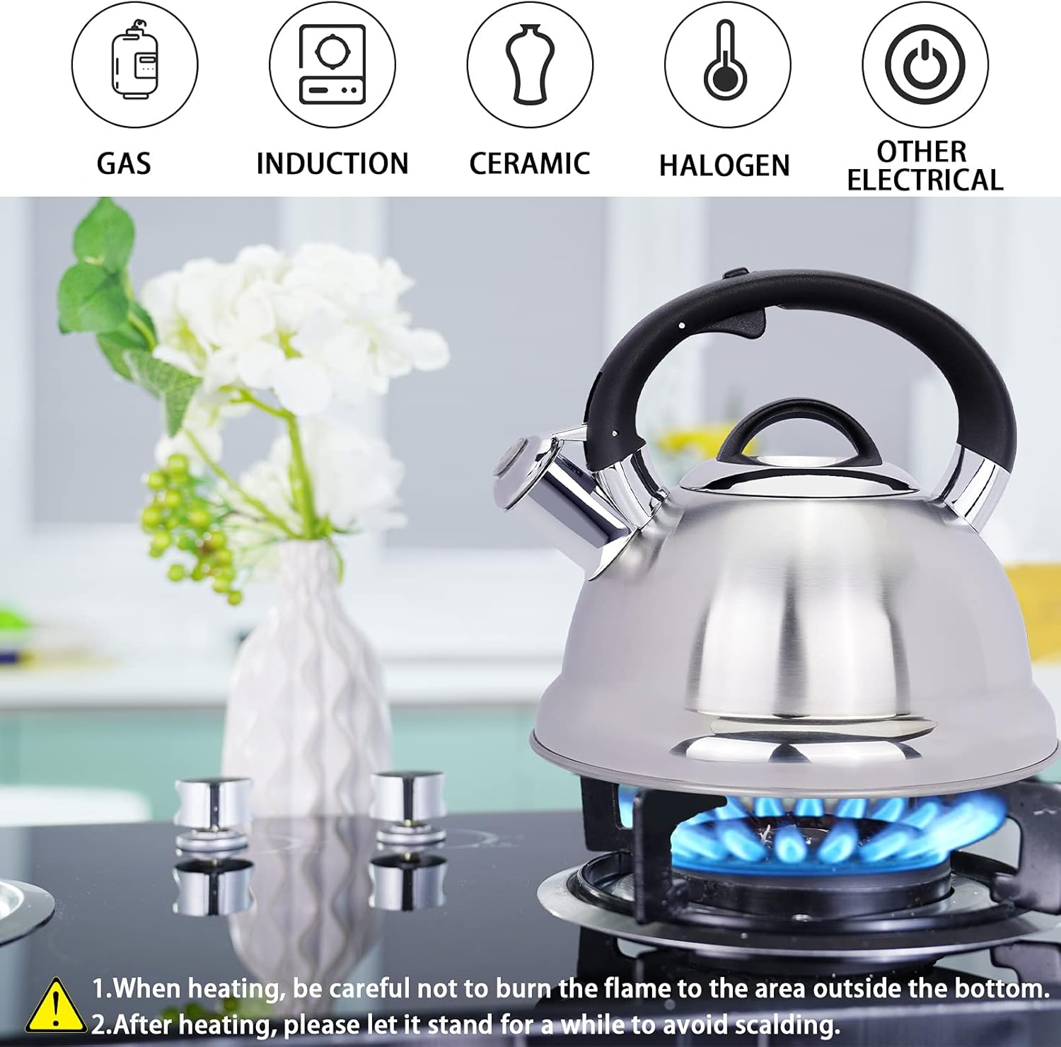 Masio 25 Quart Whistling Tea Kettle Stove-Top