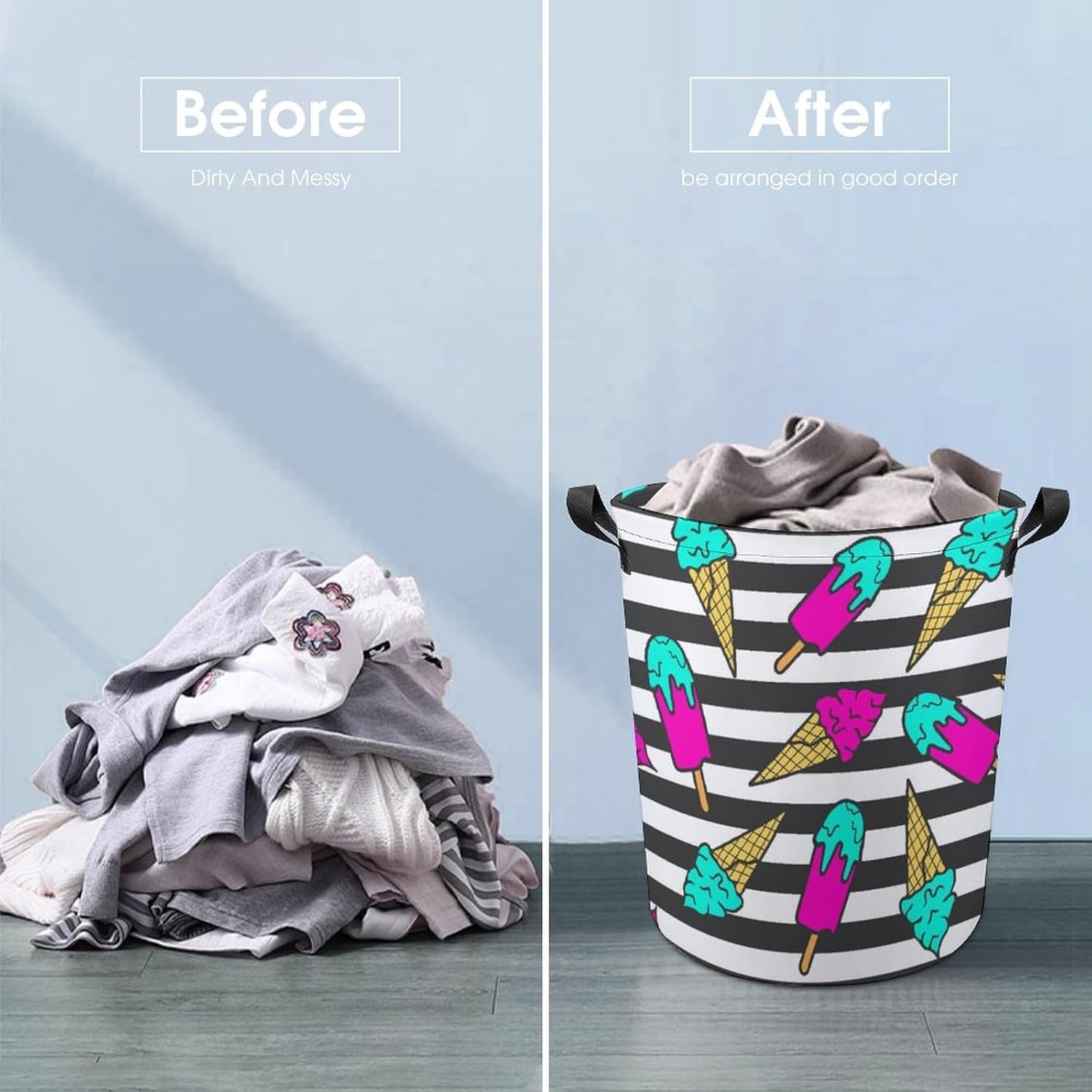 Compact Colorful Summer Laundry Hamper