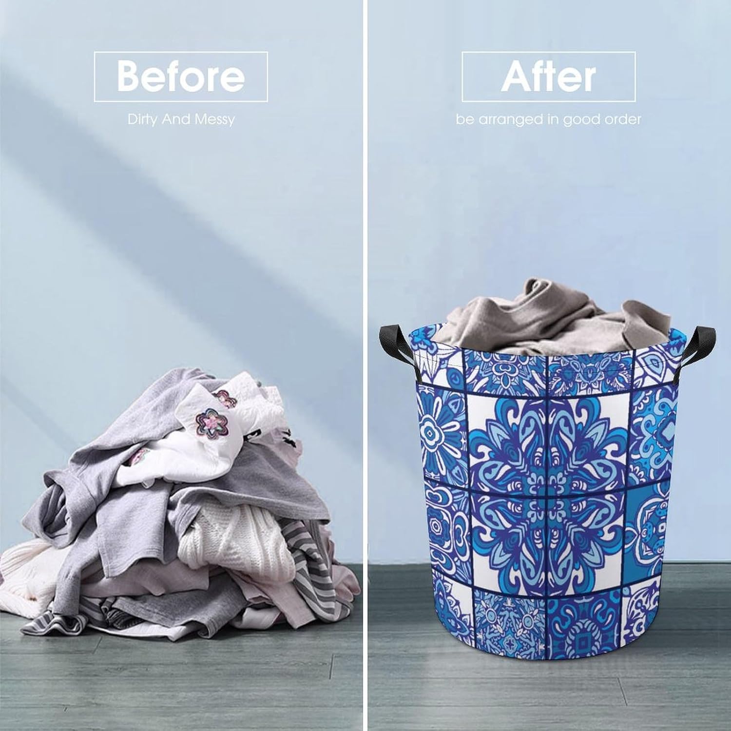 Geometric Blue Ethnic Laundry Hamper