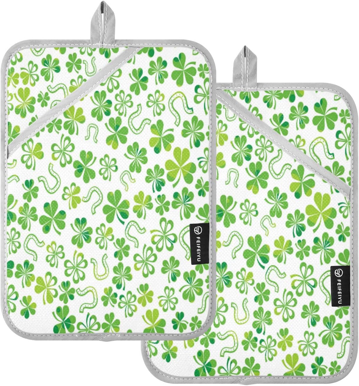 KCldeci Green Shamrock 2-Pack Heat-Resistant Potholders