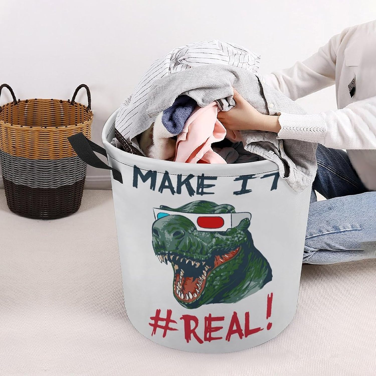 MEIKKO Dinosaur Head 3D Glasses Laundry Hamper