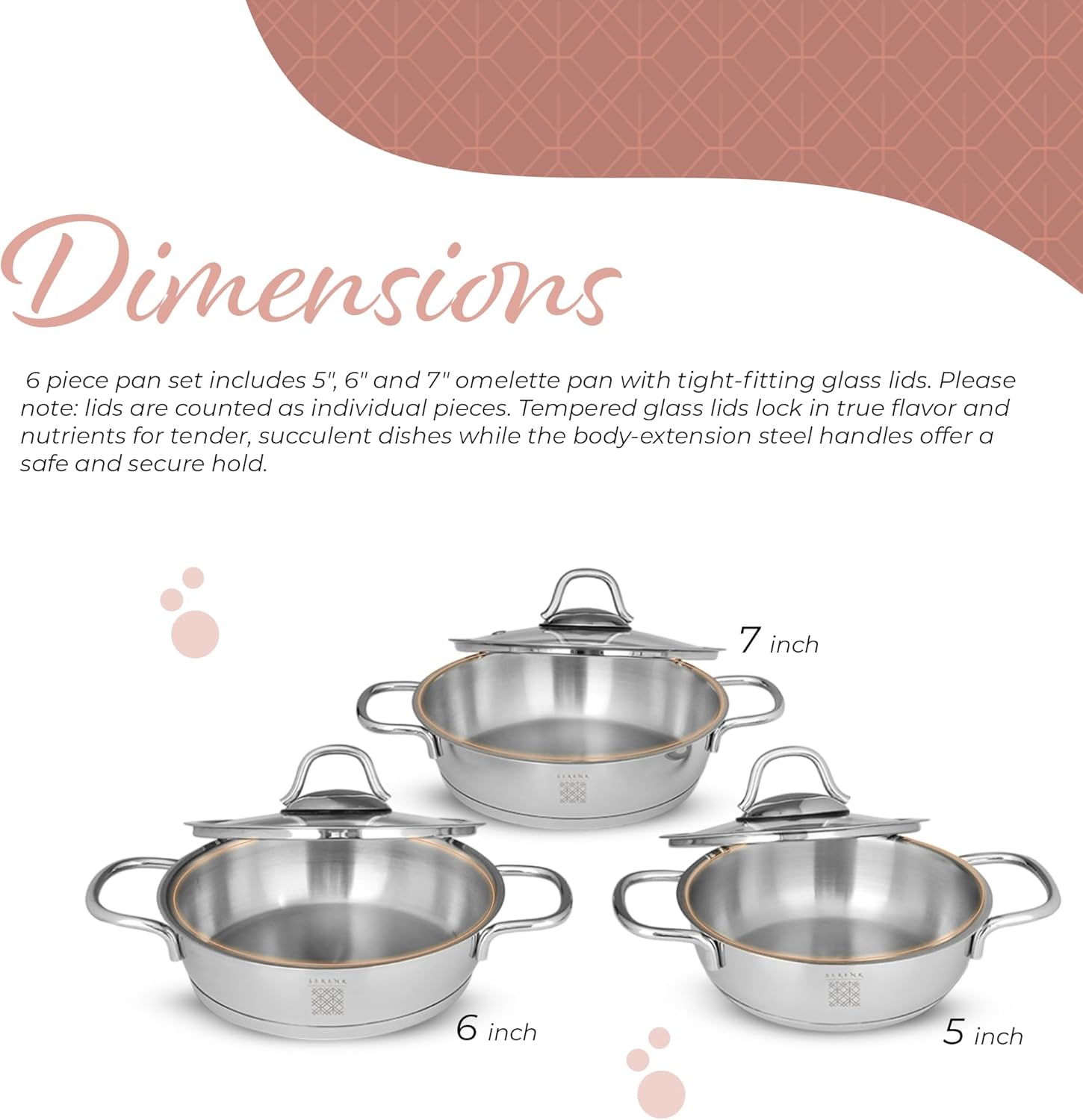 7-Piece Stainless Steel Cookware Set - Durable Non-Stick and Perfectly Balanced