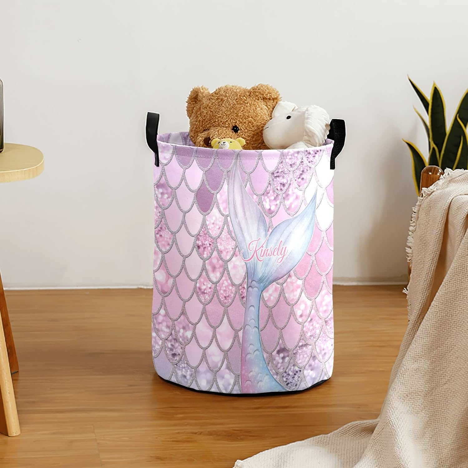 Personalized Mermaid Glitter Scales Laundry Basket