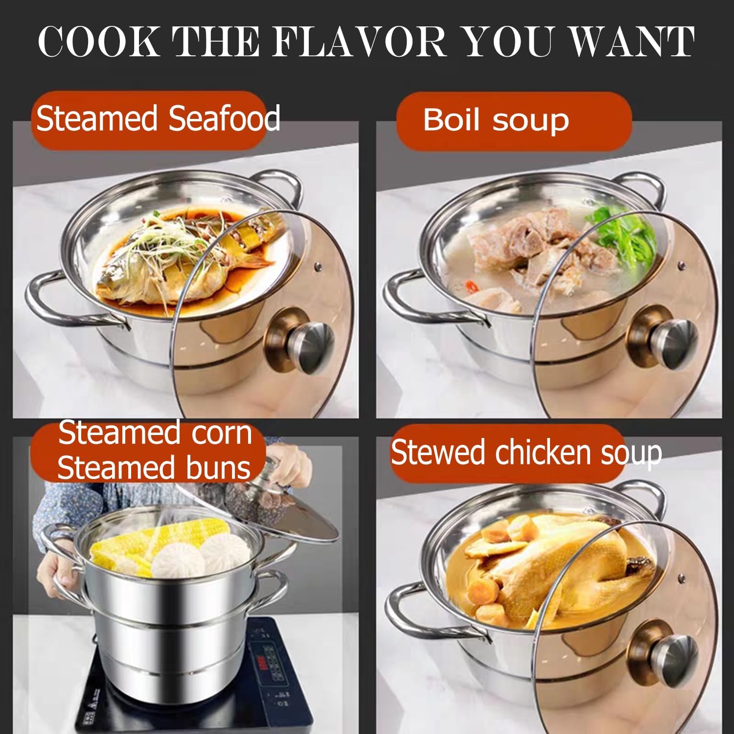 2-in-1 Cooking Pot for Stew Steam