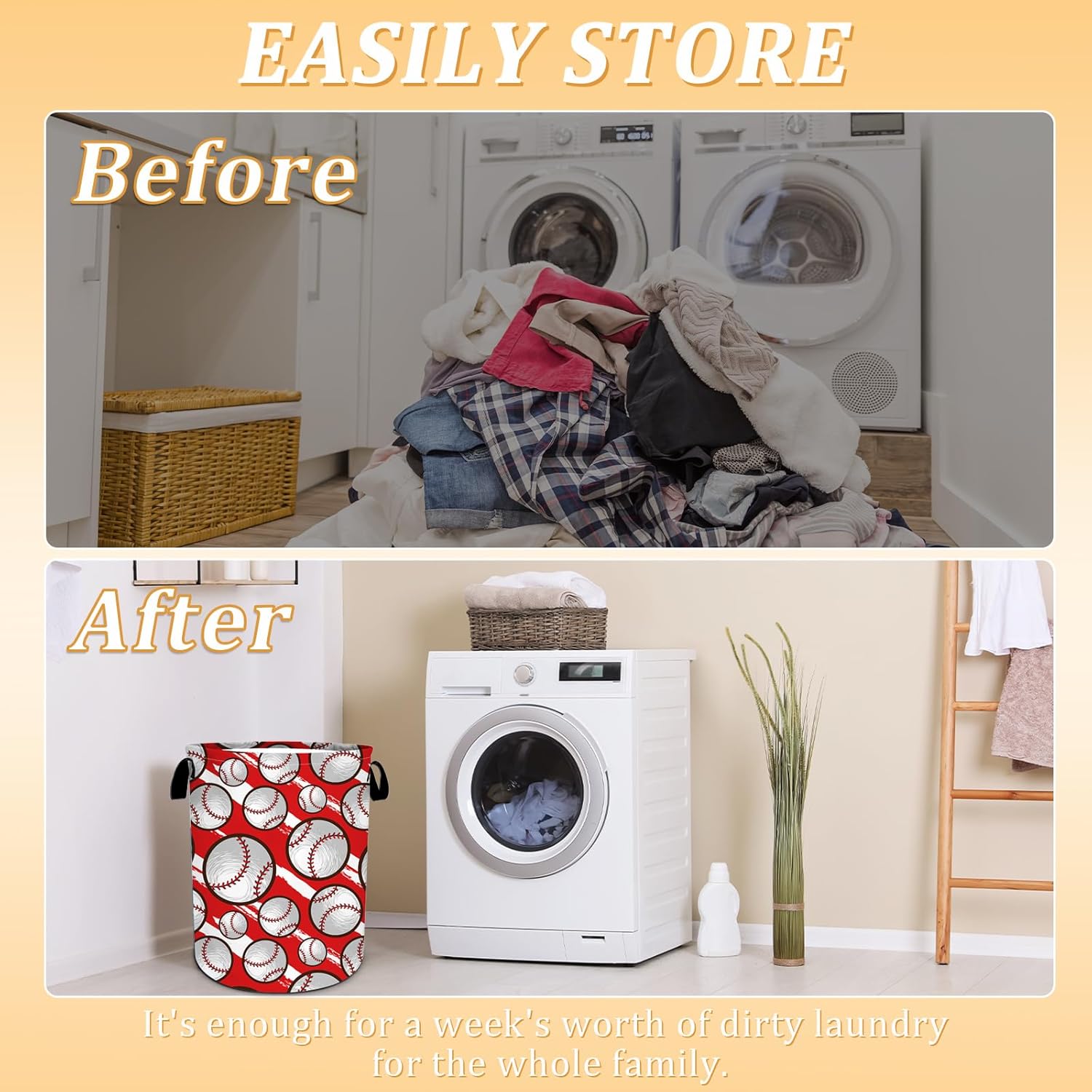 Baseball Texture Water Resistant Folding Laundry Hamper