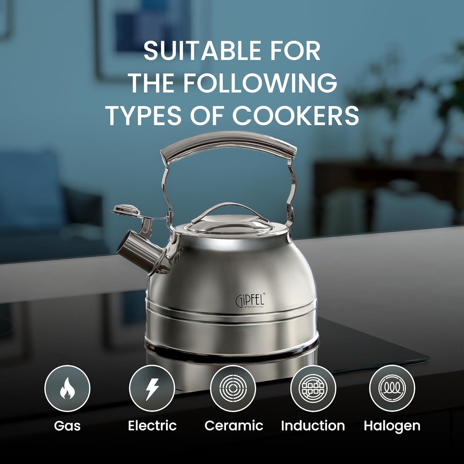 GIPFEL INTERNATIONAL Stainless Steel Whistling Tea Kettle