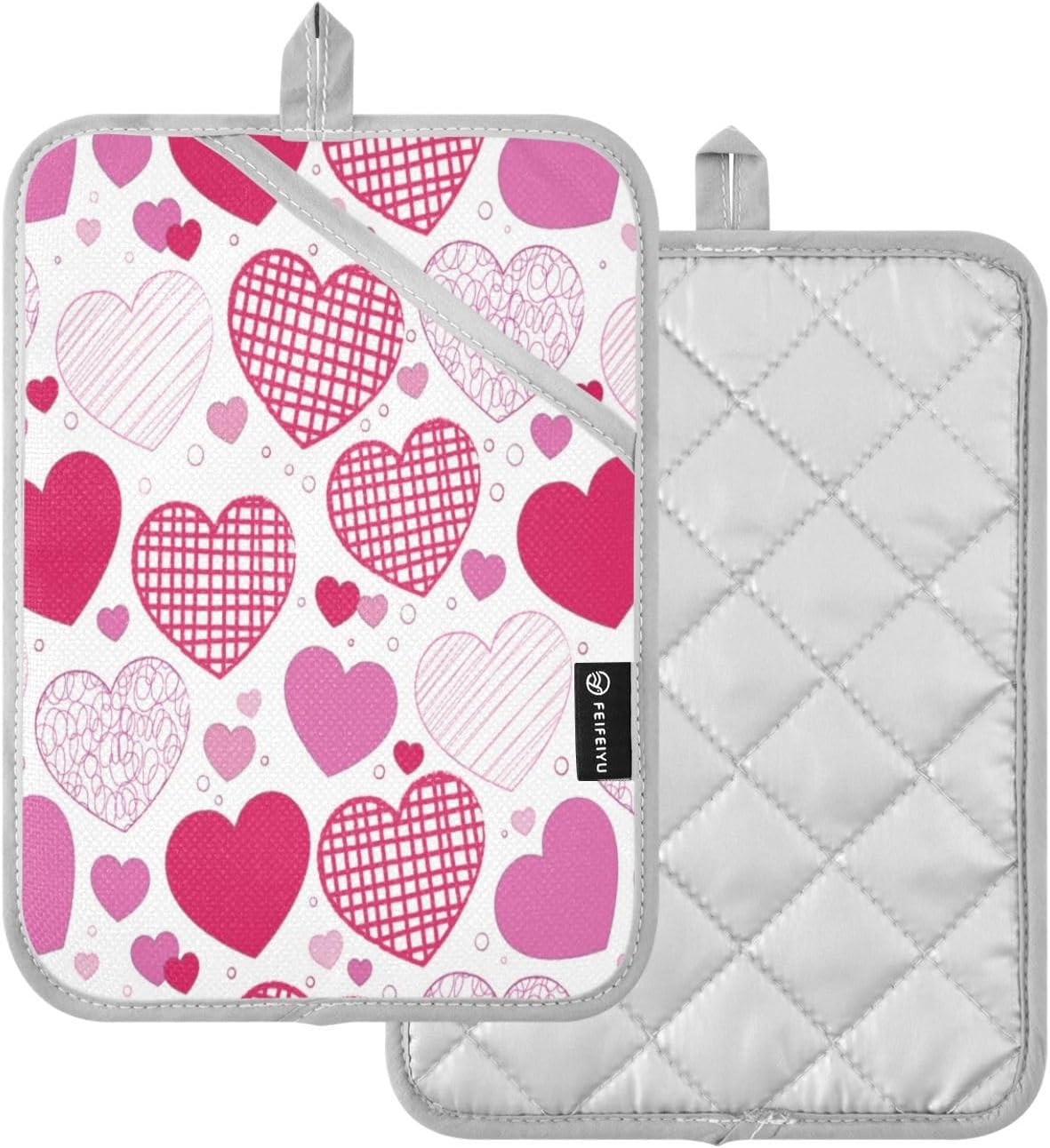 2-Piece Doodle Hearts Pot Holder Set