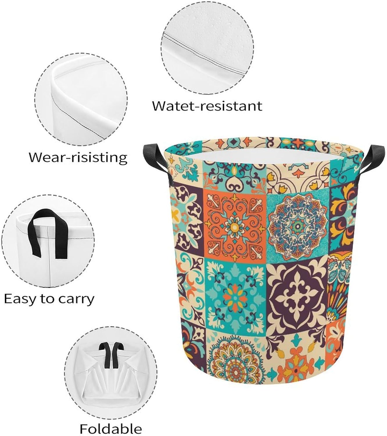 MEIKKO Patchwork Boho Vintage Laundry Basket