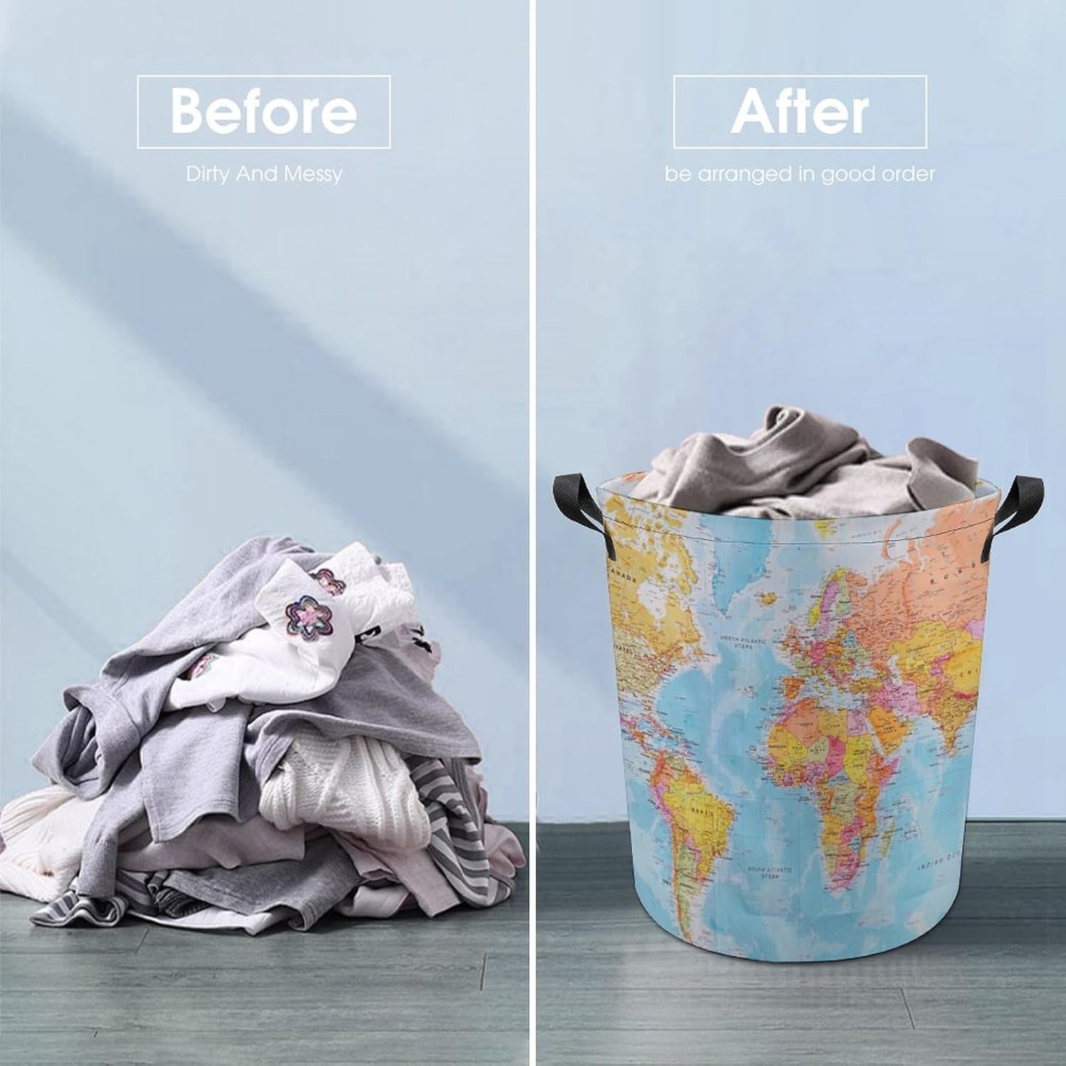 World Map Laundry Hamper