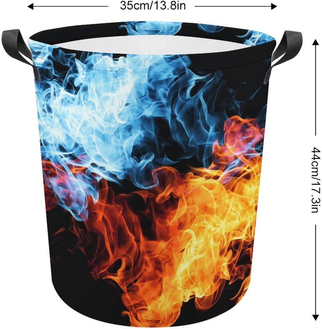MEIKKO Red Blue Fire Multi-Purpose Laundry Hamper Toy Organizer Collapsible Waterfront Basket