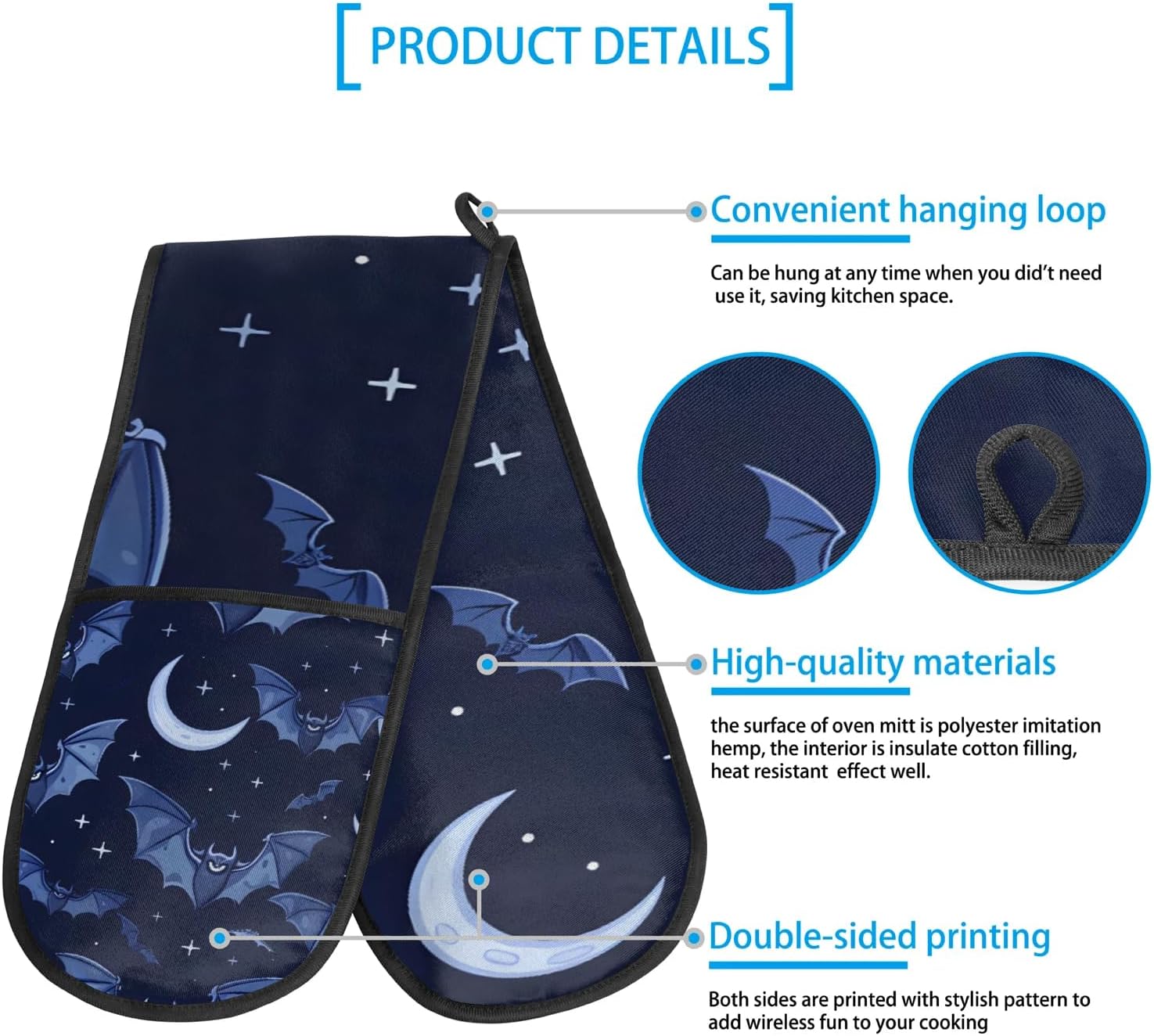 Bats Moon Halloween Double Oven Mitt