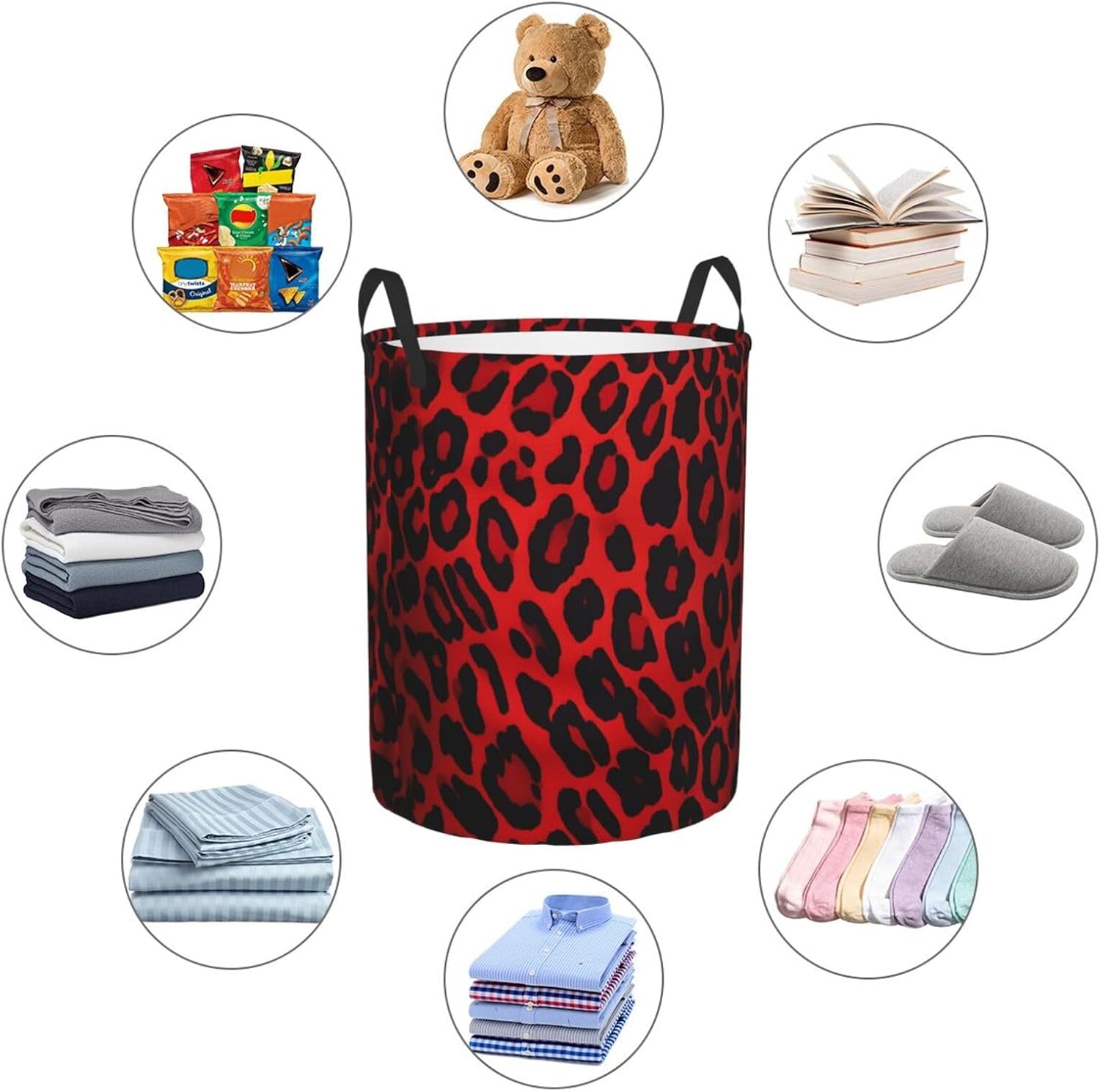 VducK Red Leopard Large Laundry Basket