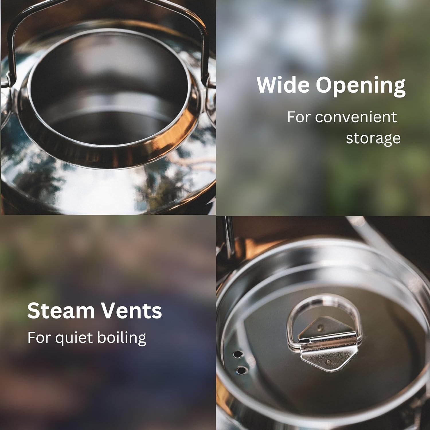 Compact camping kettle for tea and coffee on the go