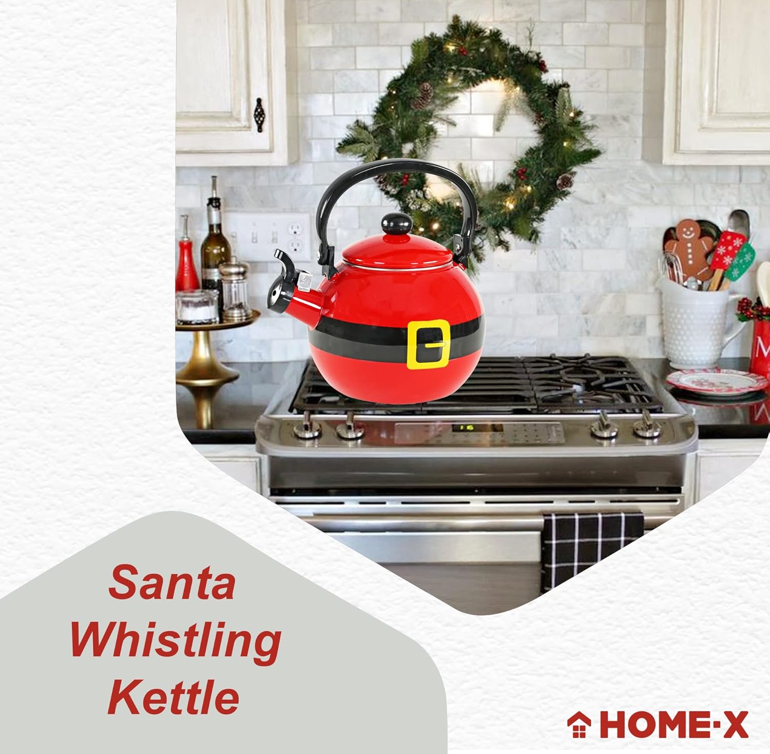 Home-X Santa Claus Whistling Tea Kettle Christmas Gift
