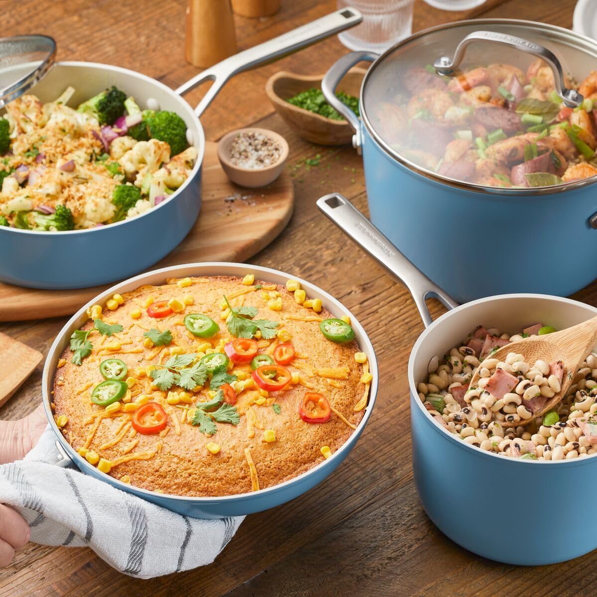 Versatile 9-Piece KitchenAid Hard Anodized Cookware Durable Easy to Clean